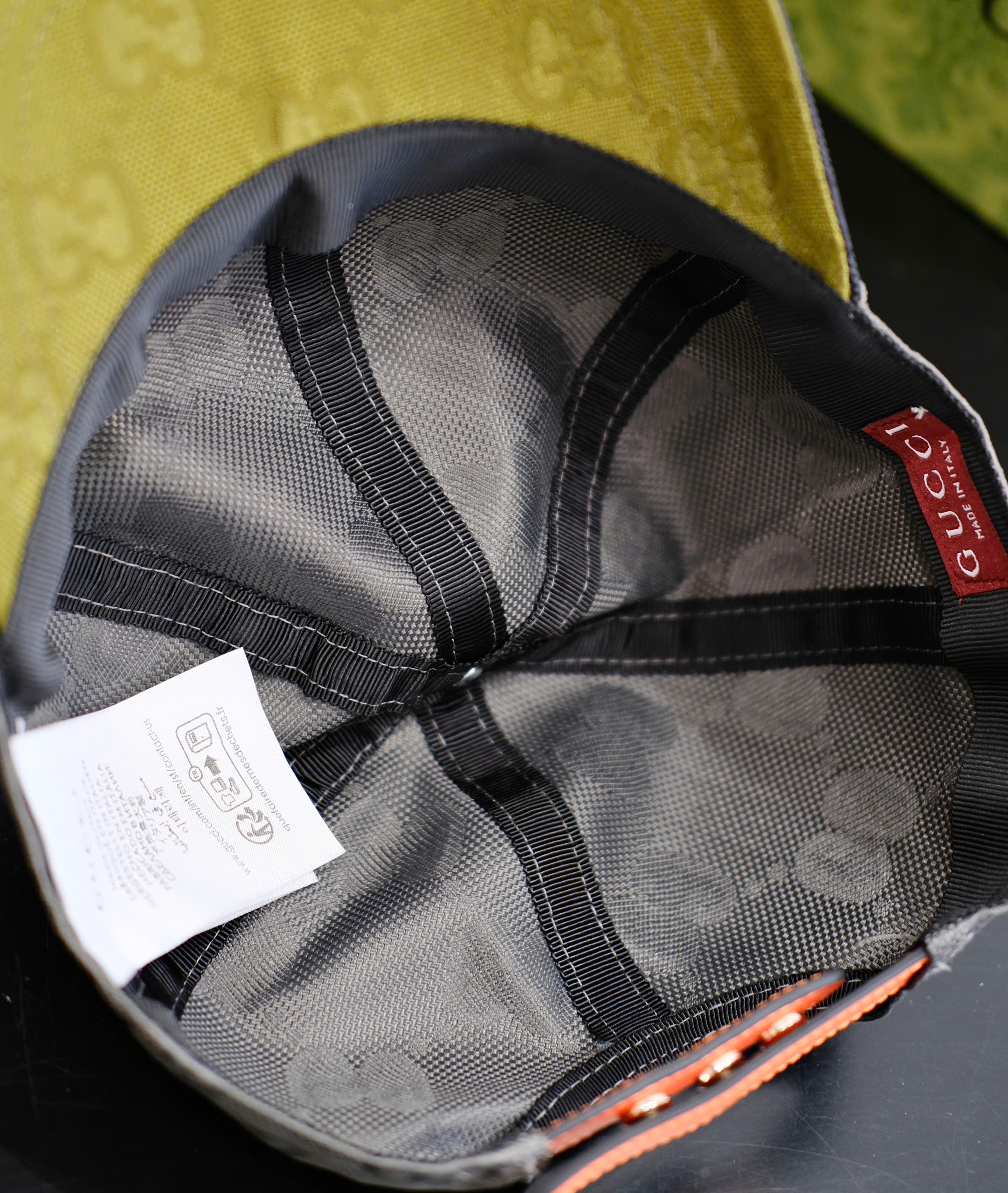 Mũ lưỡi trai nón kết Gucci GC Xám Xanh vải gió logo gập cúc Cam Like Auth DDT