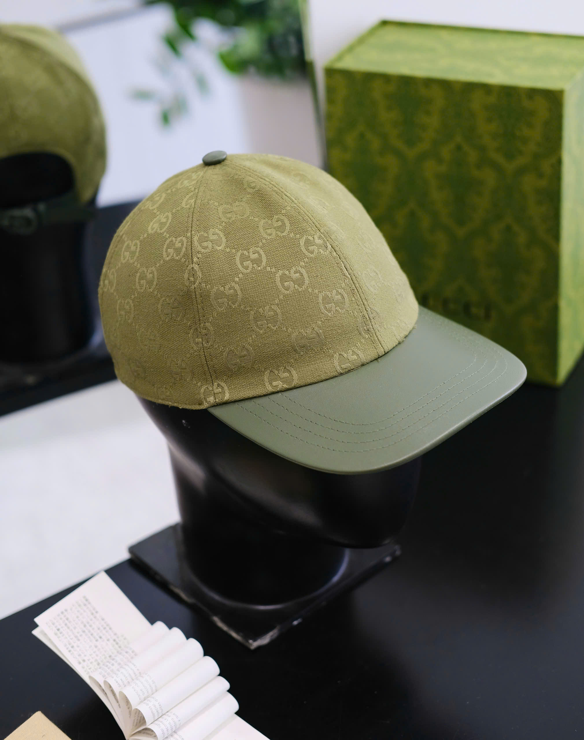 Mũ lưỡi trai nón kết Gucci GC Xanh Rêu logo dập Like Auth DDT