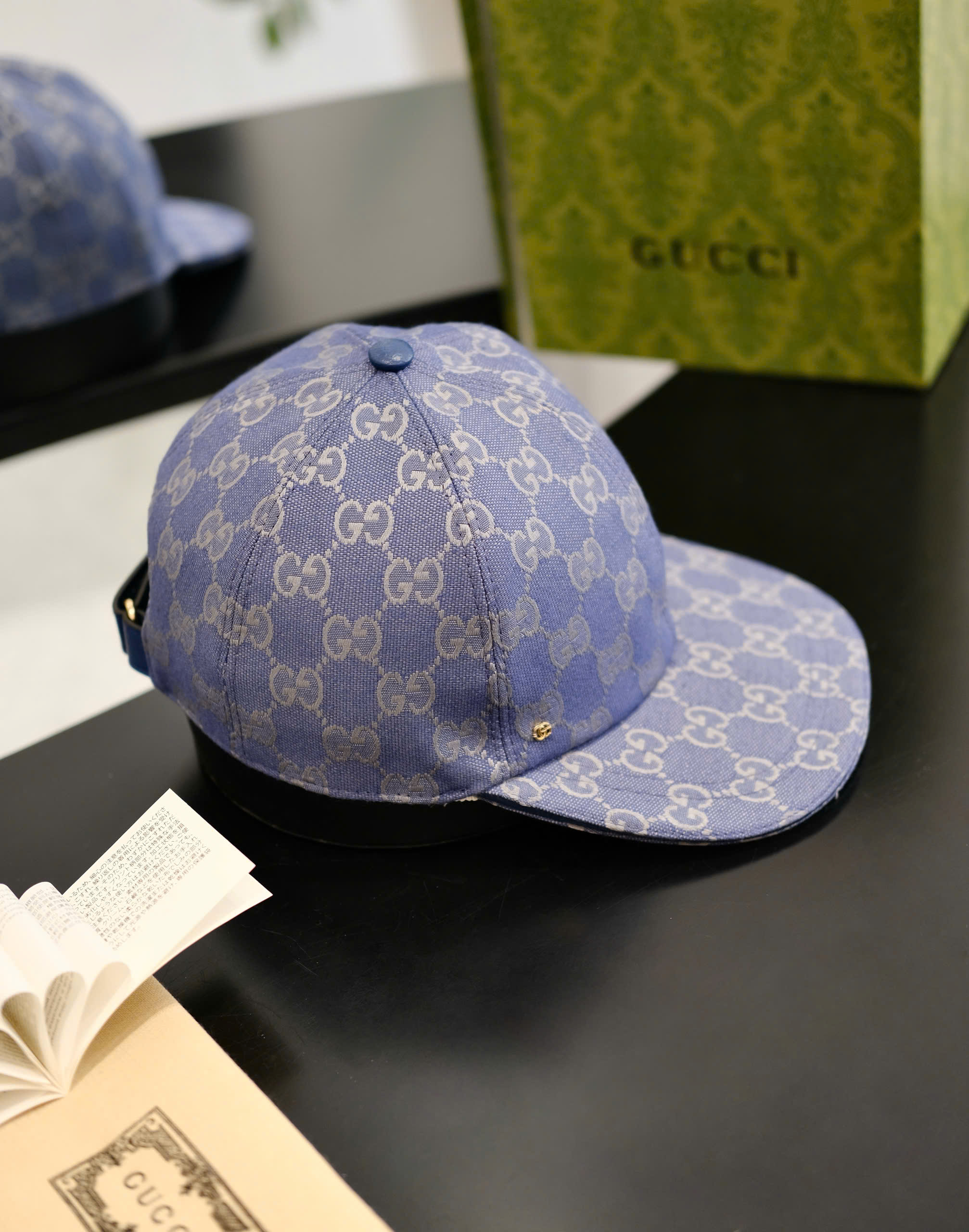 Mũ lưỡi trai nón kết Gucci GC Xanh Than vải bò logo dập Like Auth DDT