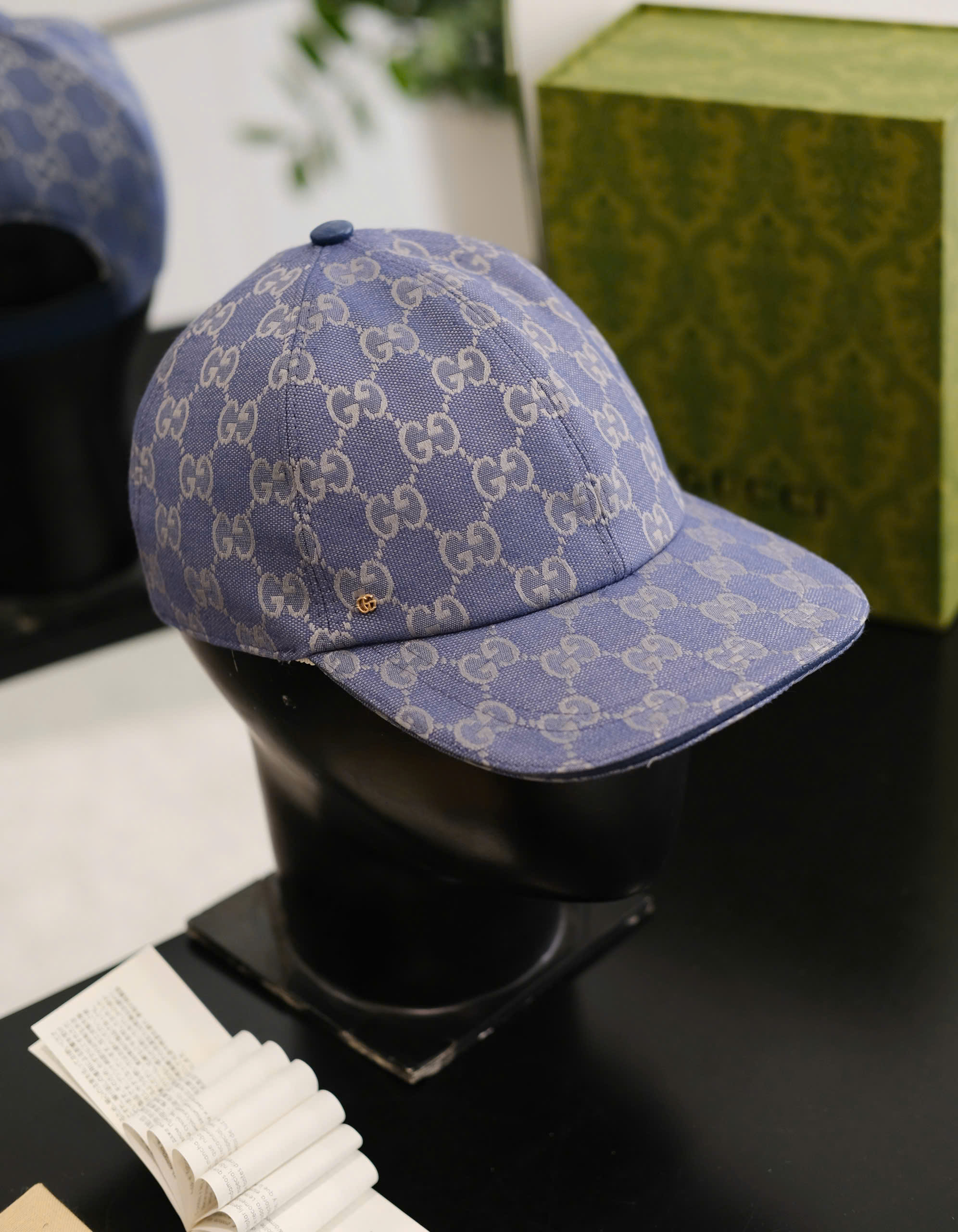 Mũ lưỡi trai nón kết Gucci GC Xanh Than vải bò logo dập Like Auth DDT