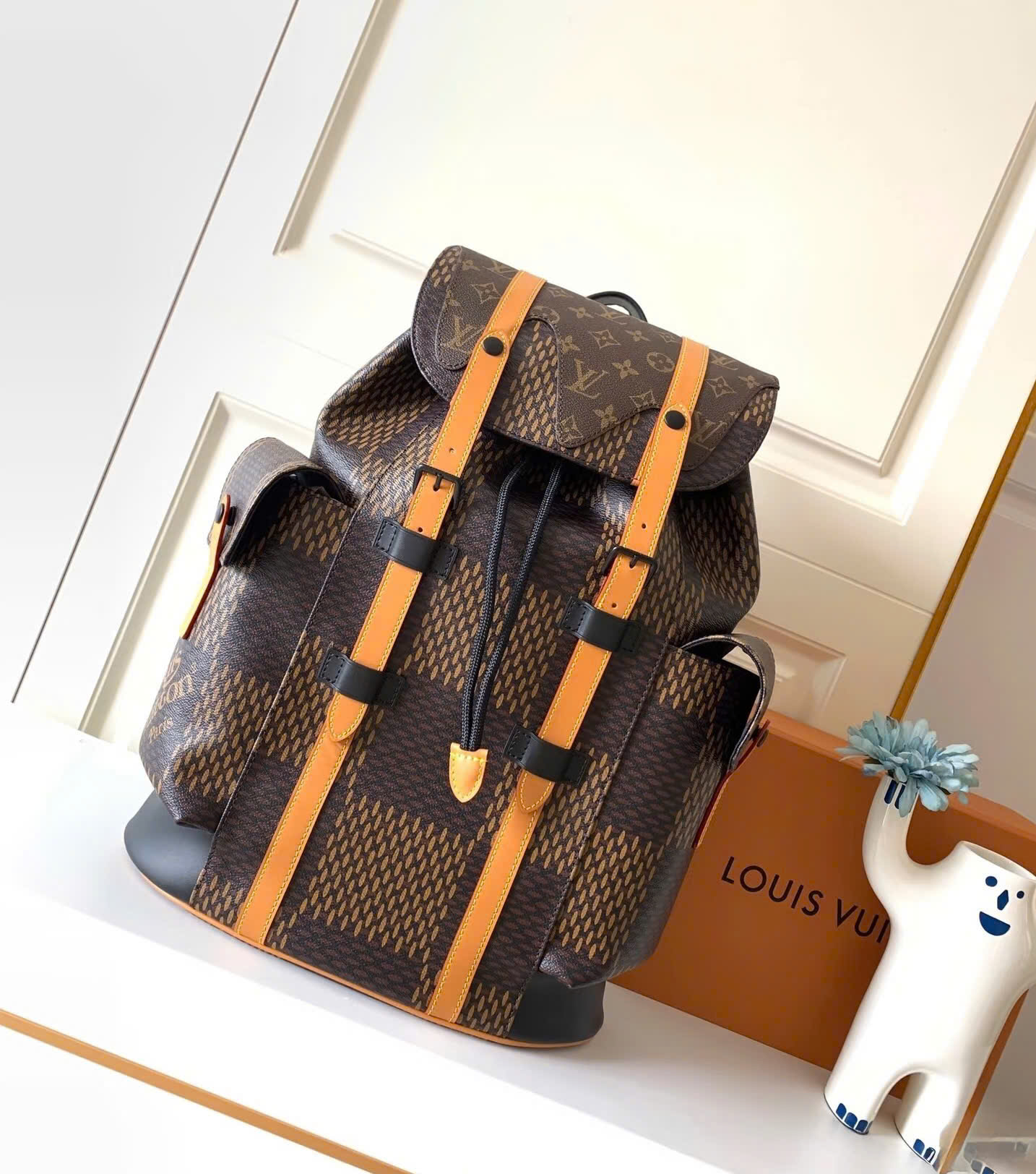 Balo Louis Vuitton LV Backpack x Nigo Christopher PM Nâu Caro Like Auth 38x44x13 PLD