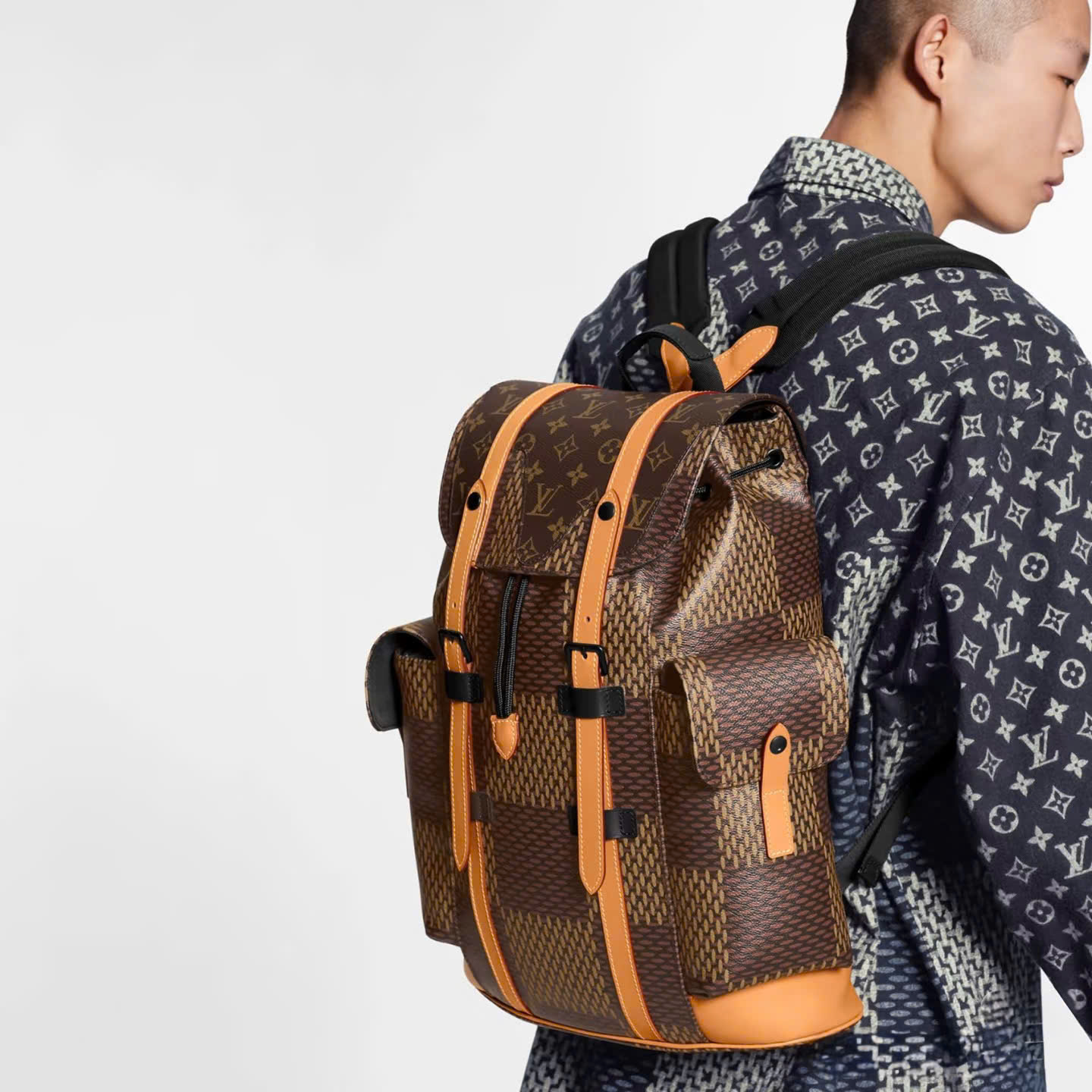 Balo Louis Vuitton LV Backpack x Nigo Christopher PM Nâu Caro Like Auth 38x44x13 PLD