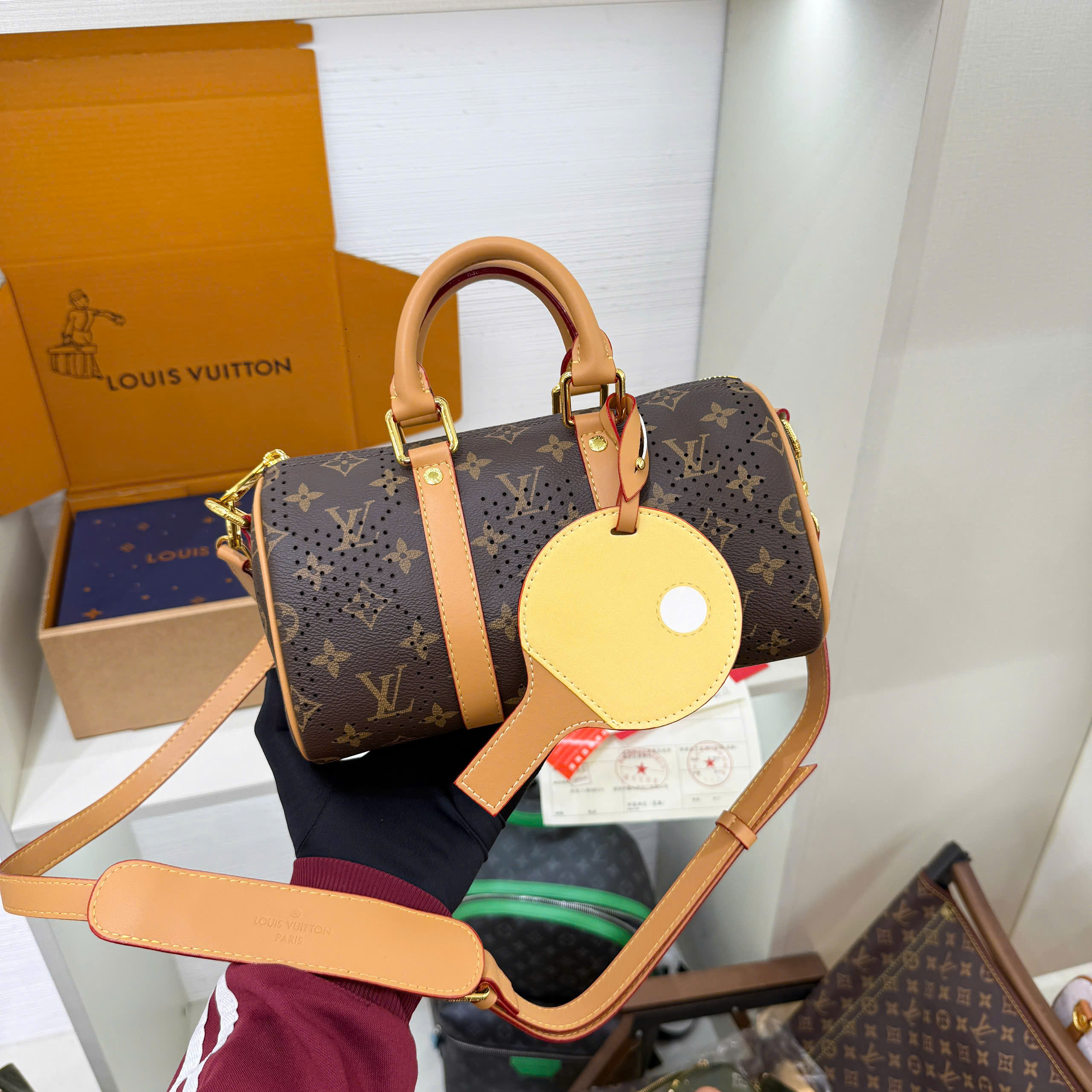 Túi trống mini đeo chéo xách tay Louis Vuitton Bag LV Keepall Bandoulière Like Auth size 25 PLD