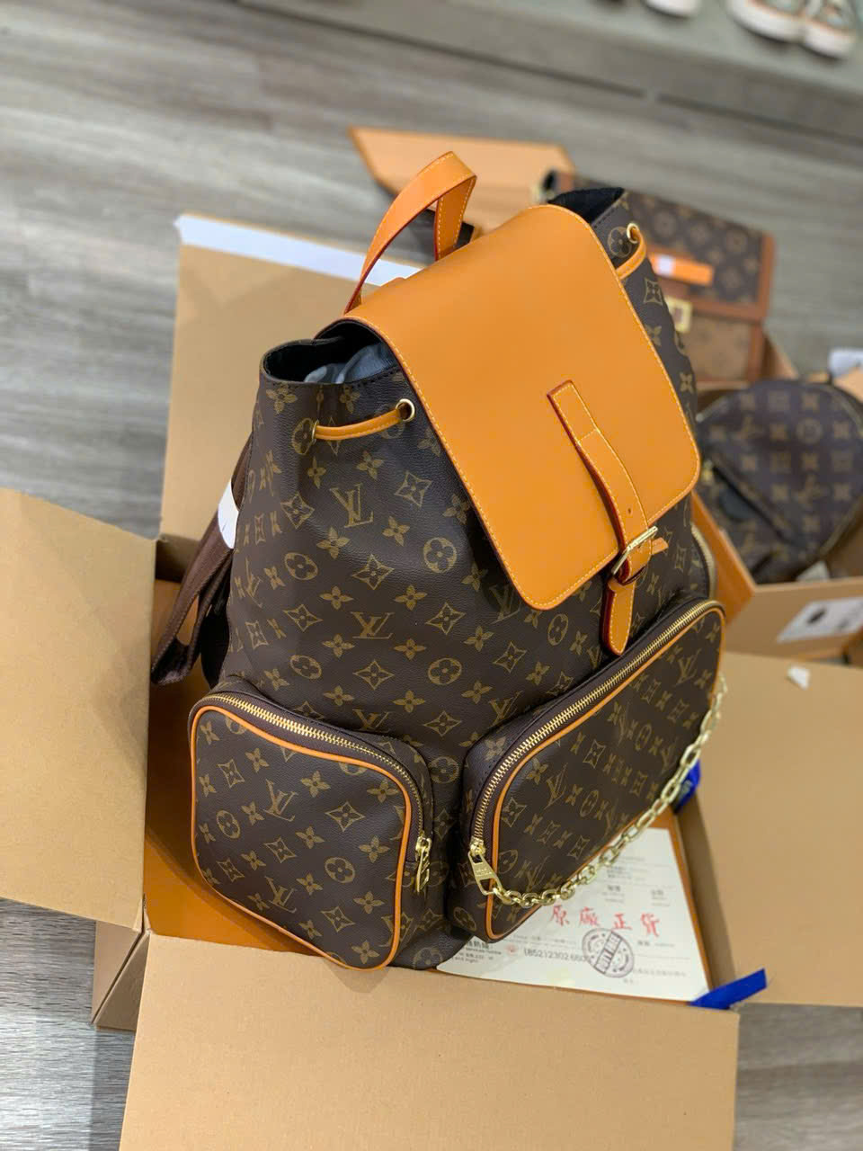 Balo Louis Vuitton LV Trio Backpack monogram Like Auth 45x33x22 PLD