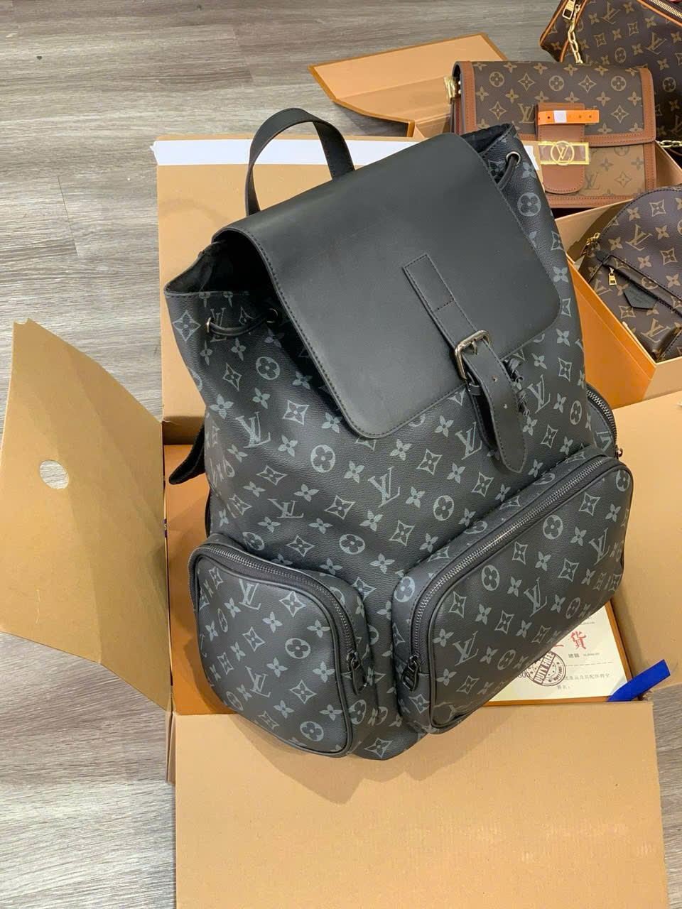 Balo Louis Vuitton LV Trio Backpack monogram Like Auth 45x33x22 PLD