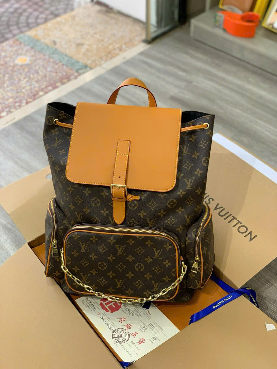 Balo Louis Vuitton LV Trio Backpack monogram Like Auth 45x33x22 PLD