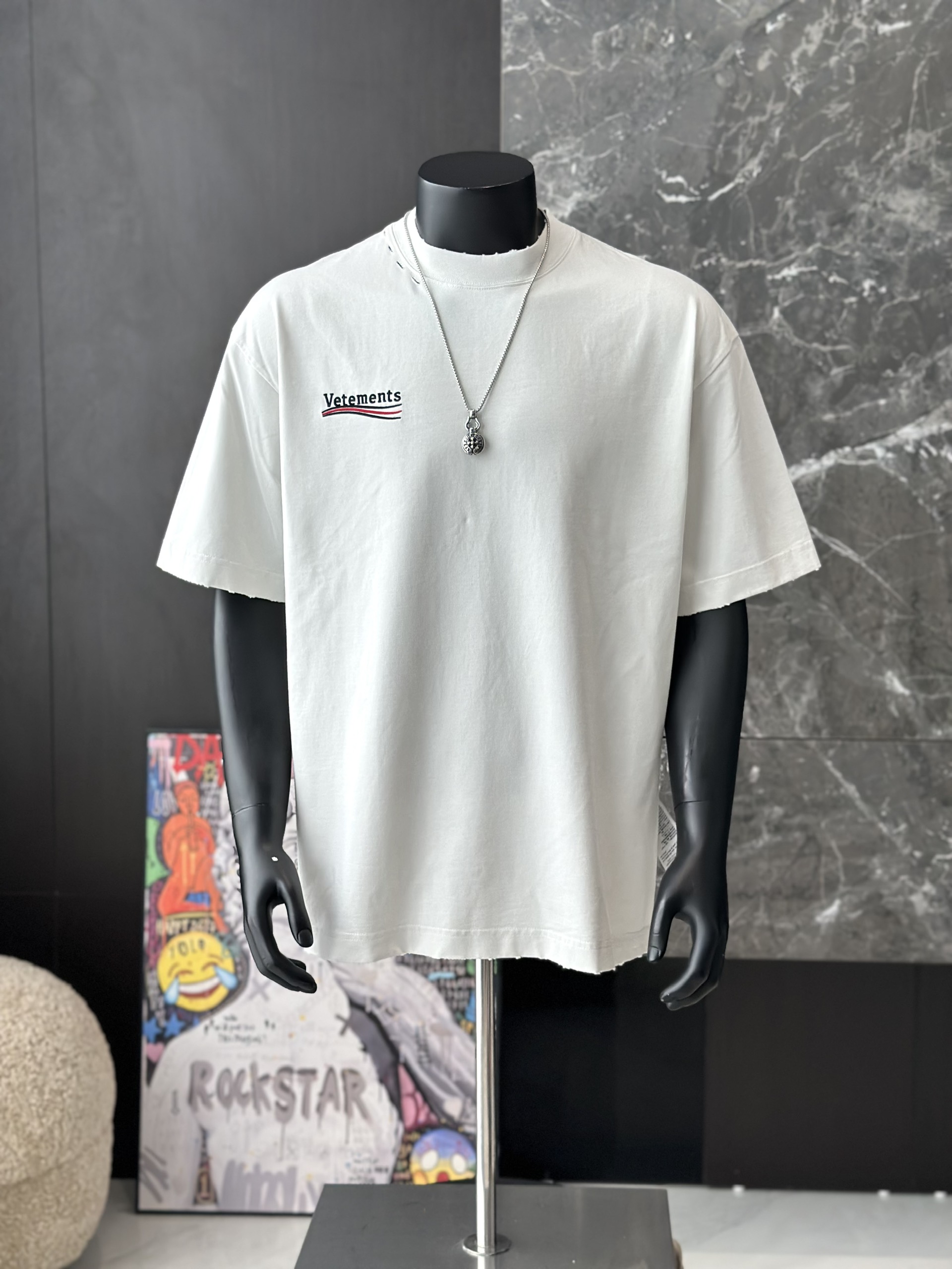 Áo phông T shirt Vetements logo wash trước sau Like Auth S-M VTN\NÂU