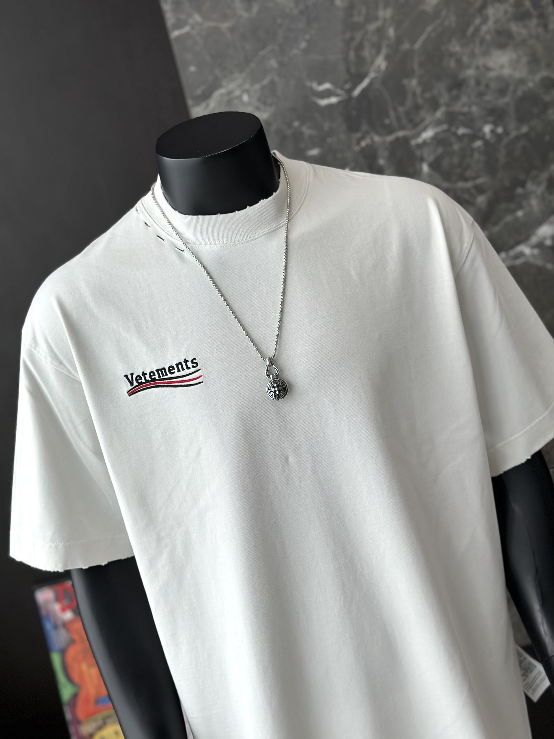 Áo phông T shirt Vetements logo wash trước sau Like Auth S-M VTN\NÂU