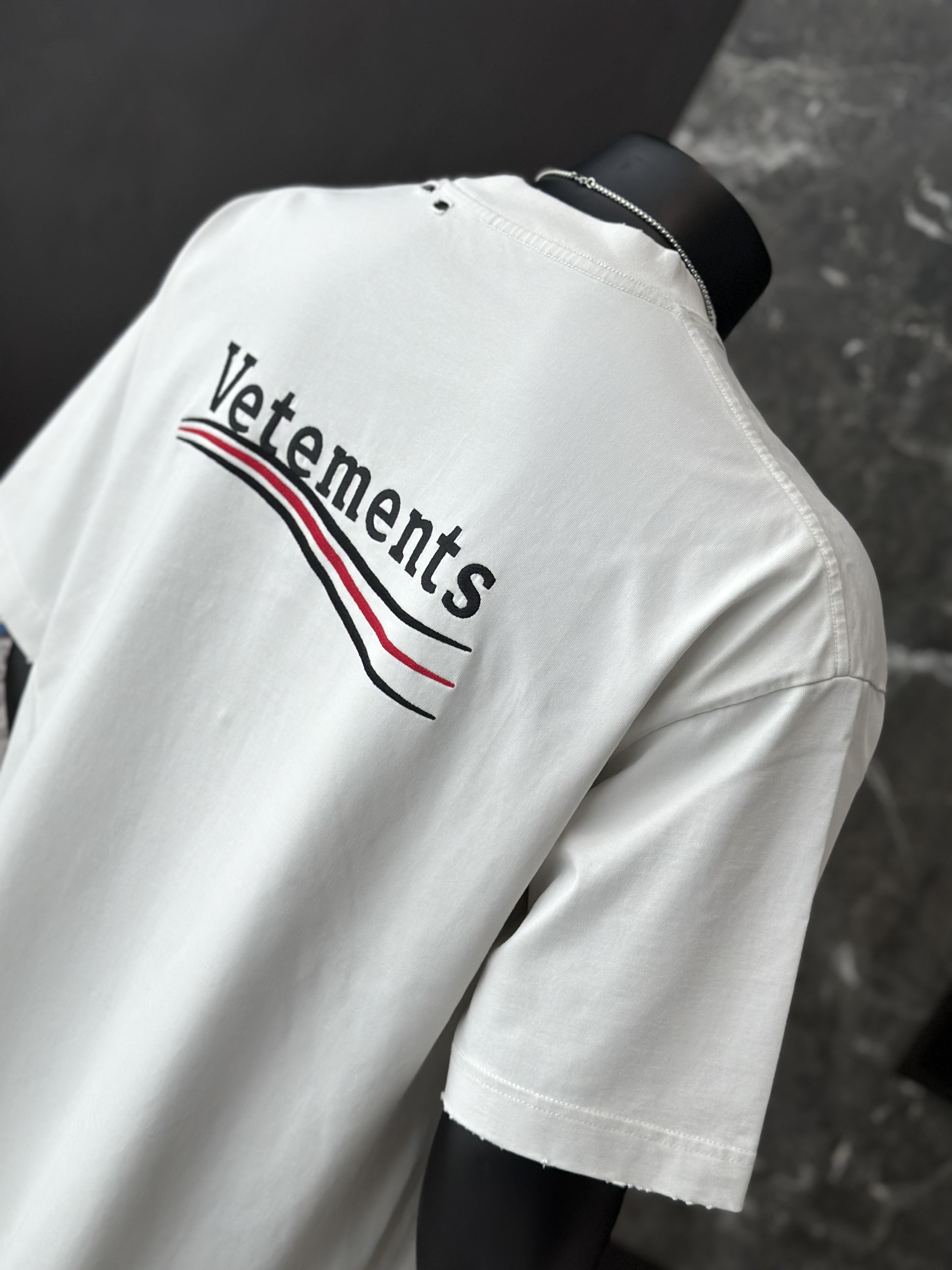 Áo phông T shirt Vetements logo wash trước sau Like Auth S-M VTN\NÂU