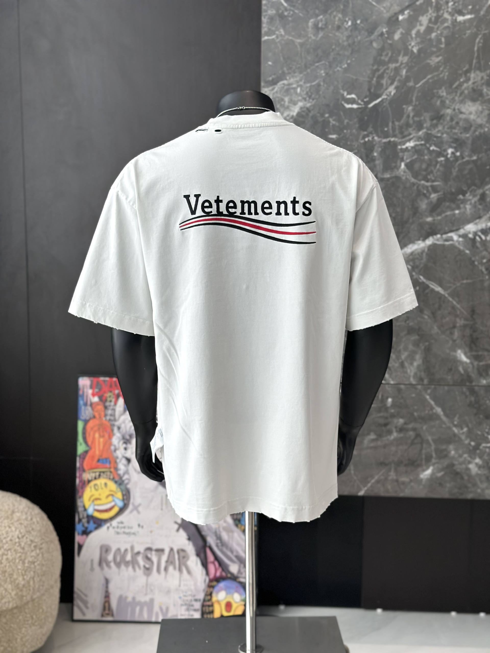 Áo phông T shirt Vetements logo wash trước sau Like Auth S-M VTN\NÂU