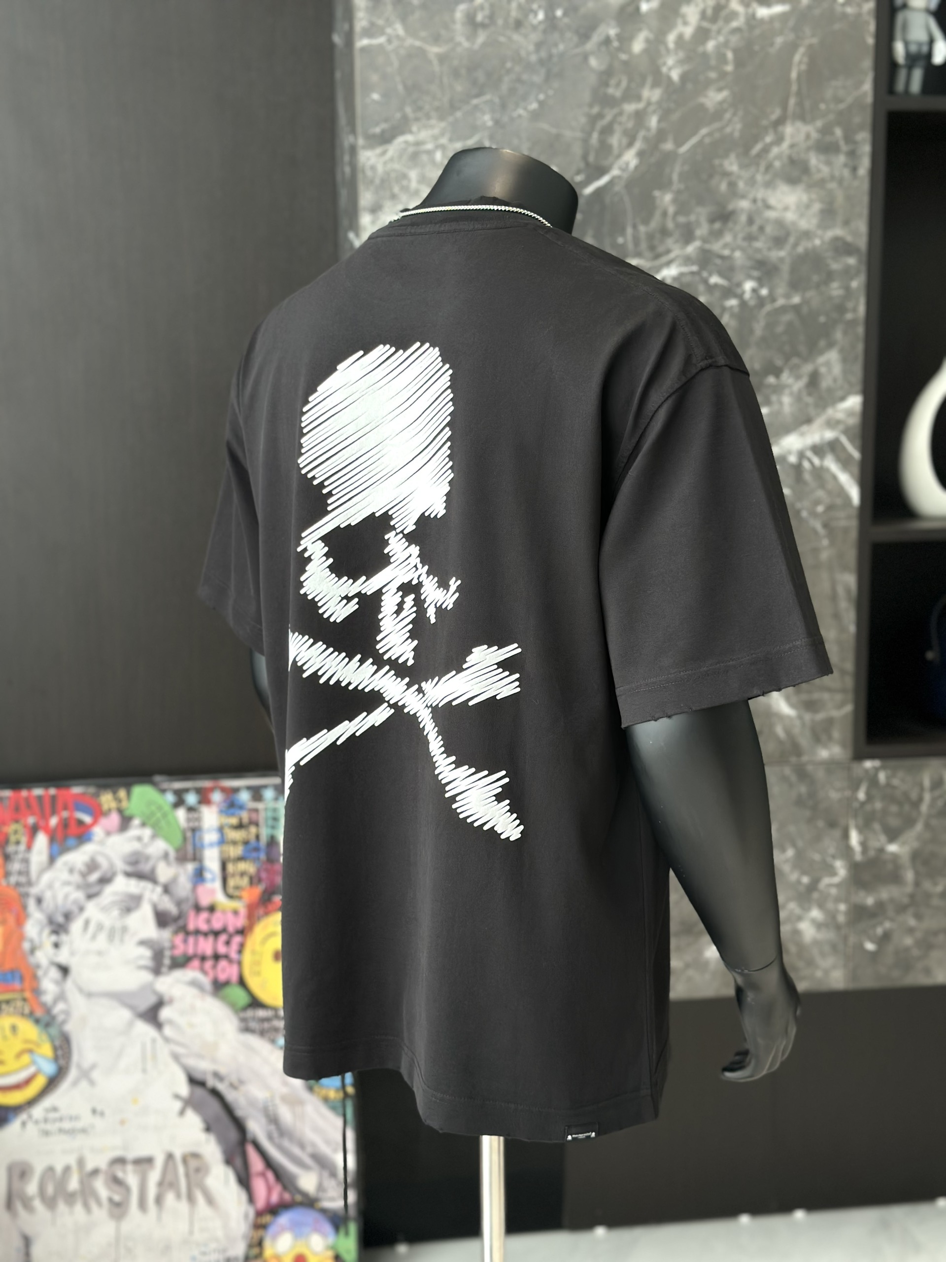 Áo phông T shirt Mastermind logo ngực họa tiết đầu lâu xương chéo lưng Like Auth S-M VTN\Đen