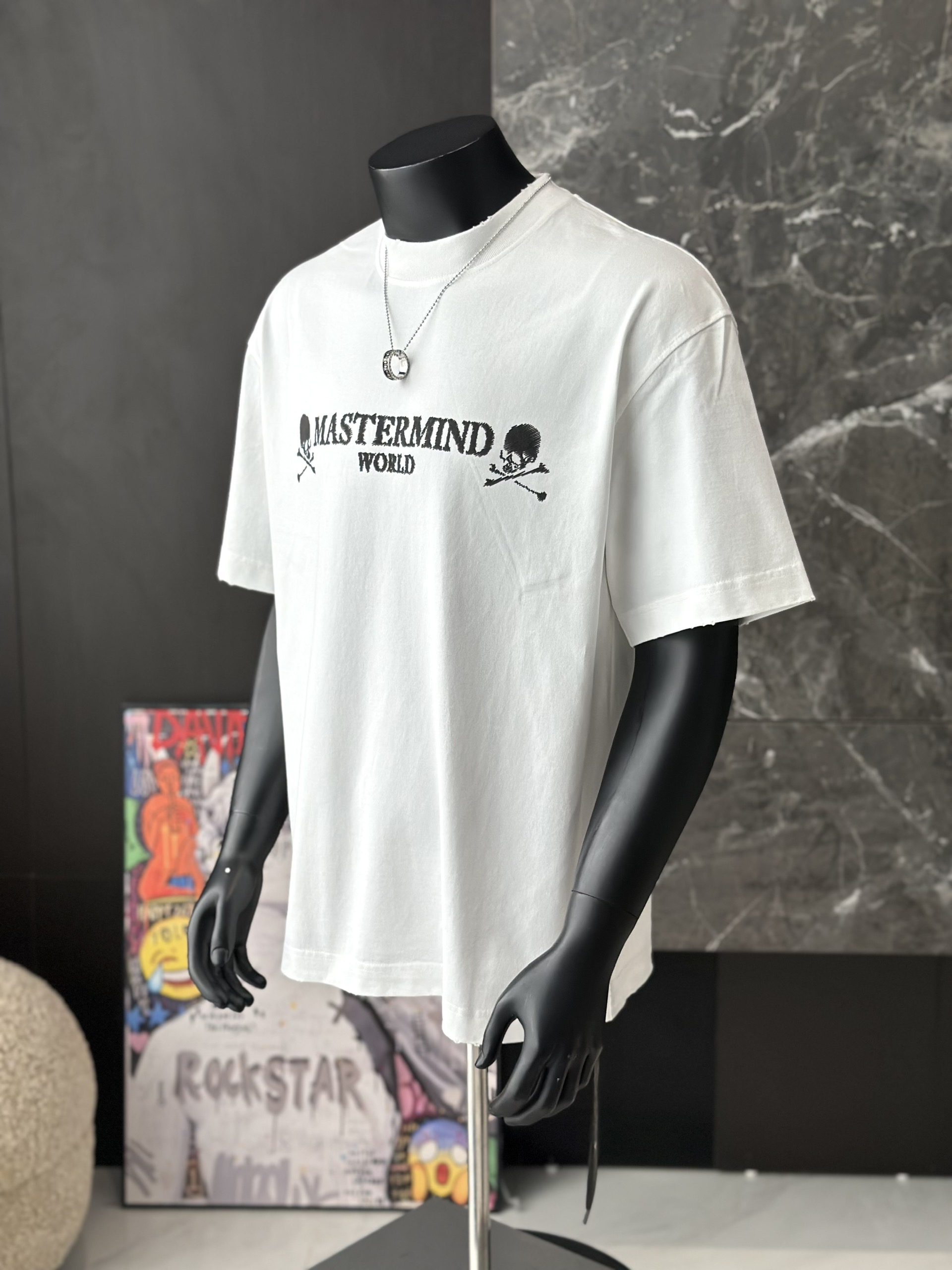 Áo phông T shirt Mastermind logo ngực họa tiết đầu lâu xương chéo lưng Like Auth S-M VTN\Đen
