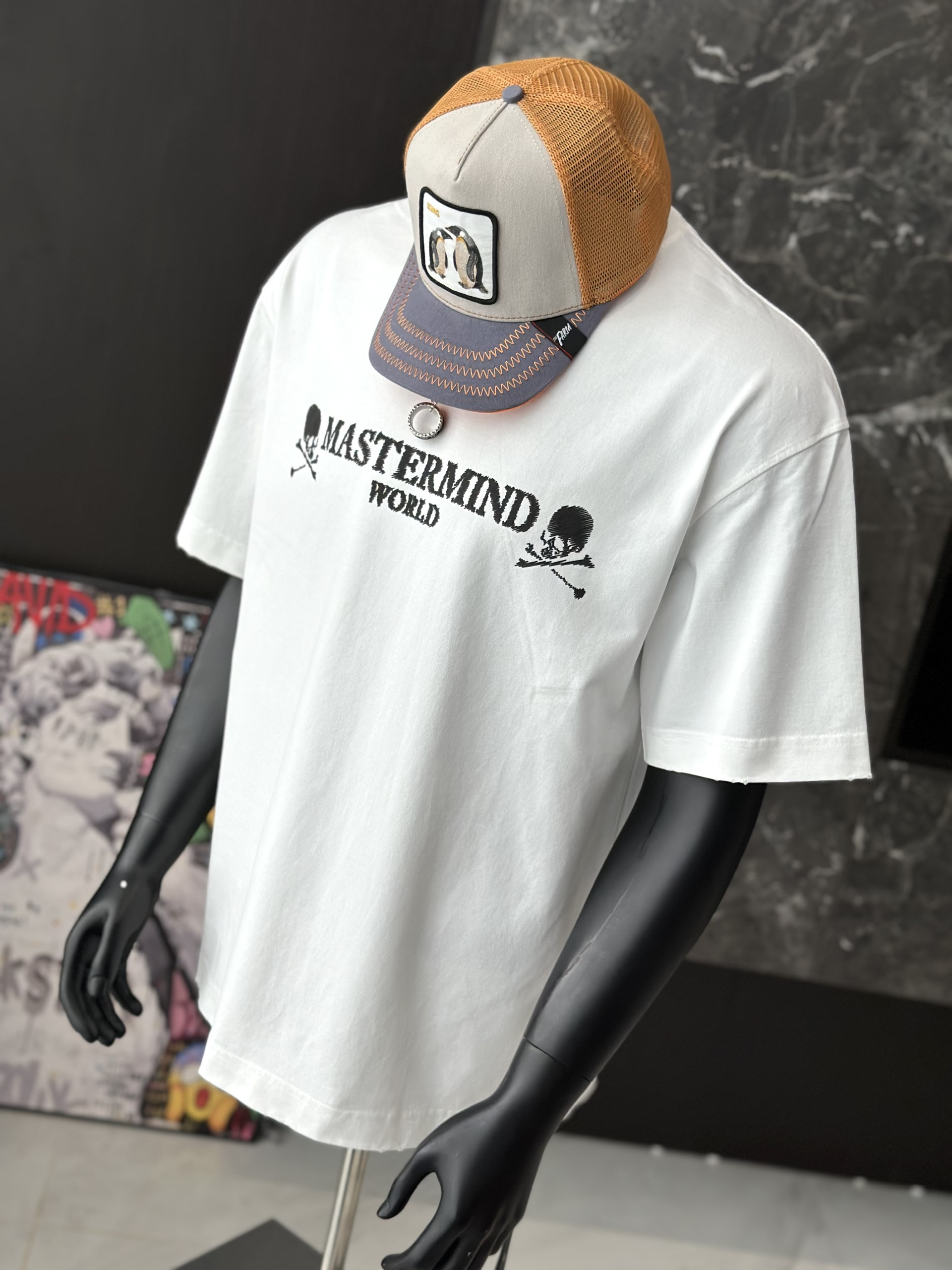 Áo phông T shirt Mastermind logo ngực họa tiết đầu lâu xương chéo lưng Like Auth S-M VTN\Đen