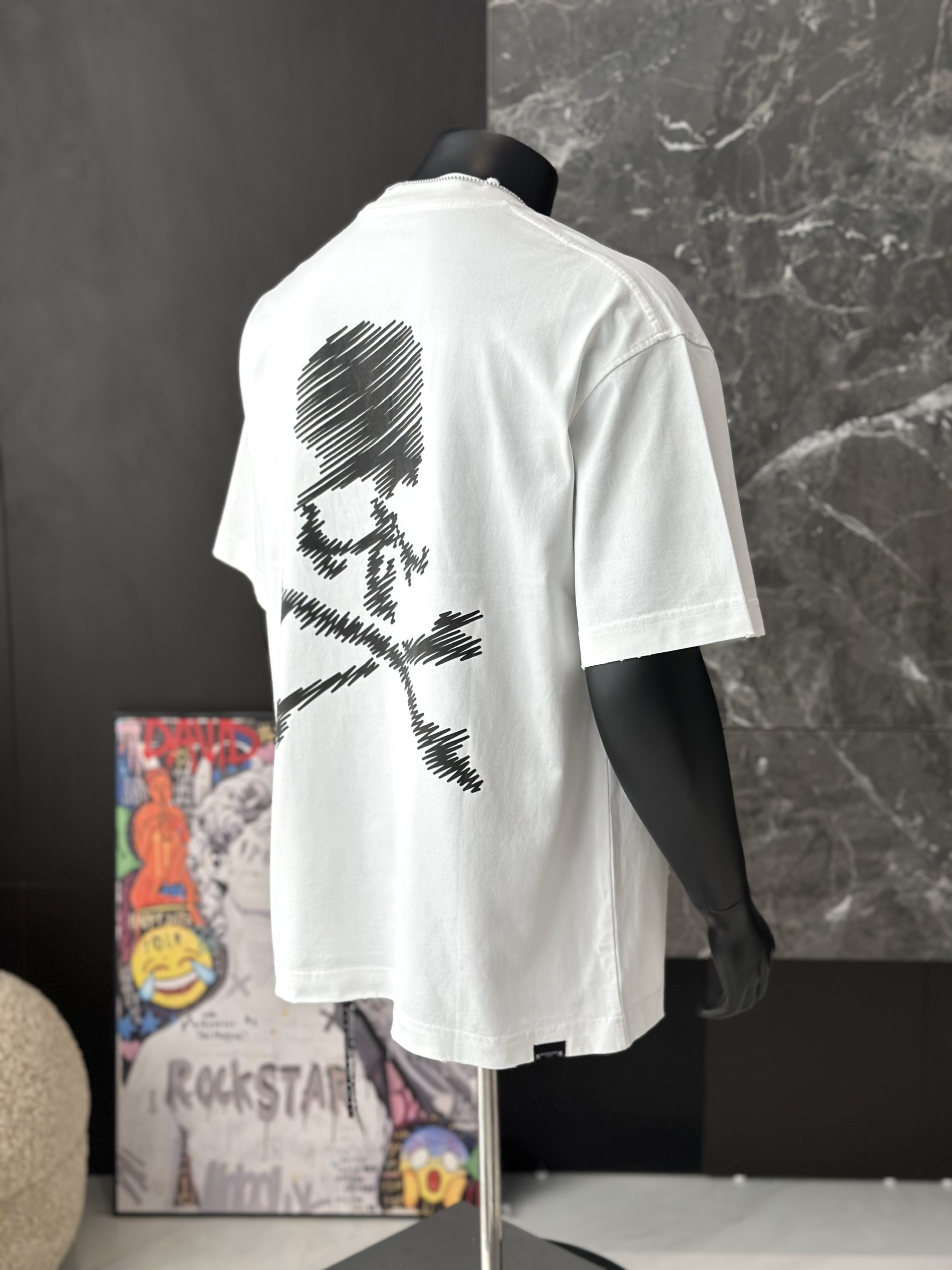 Áo phông T shirt Mastermind logo ngực họa tiết đầu lâu xương chéo lưng Like Auth S-M VTN\Đen