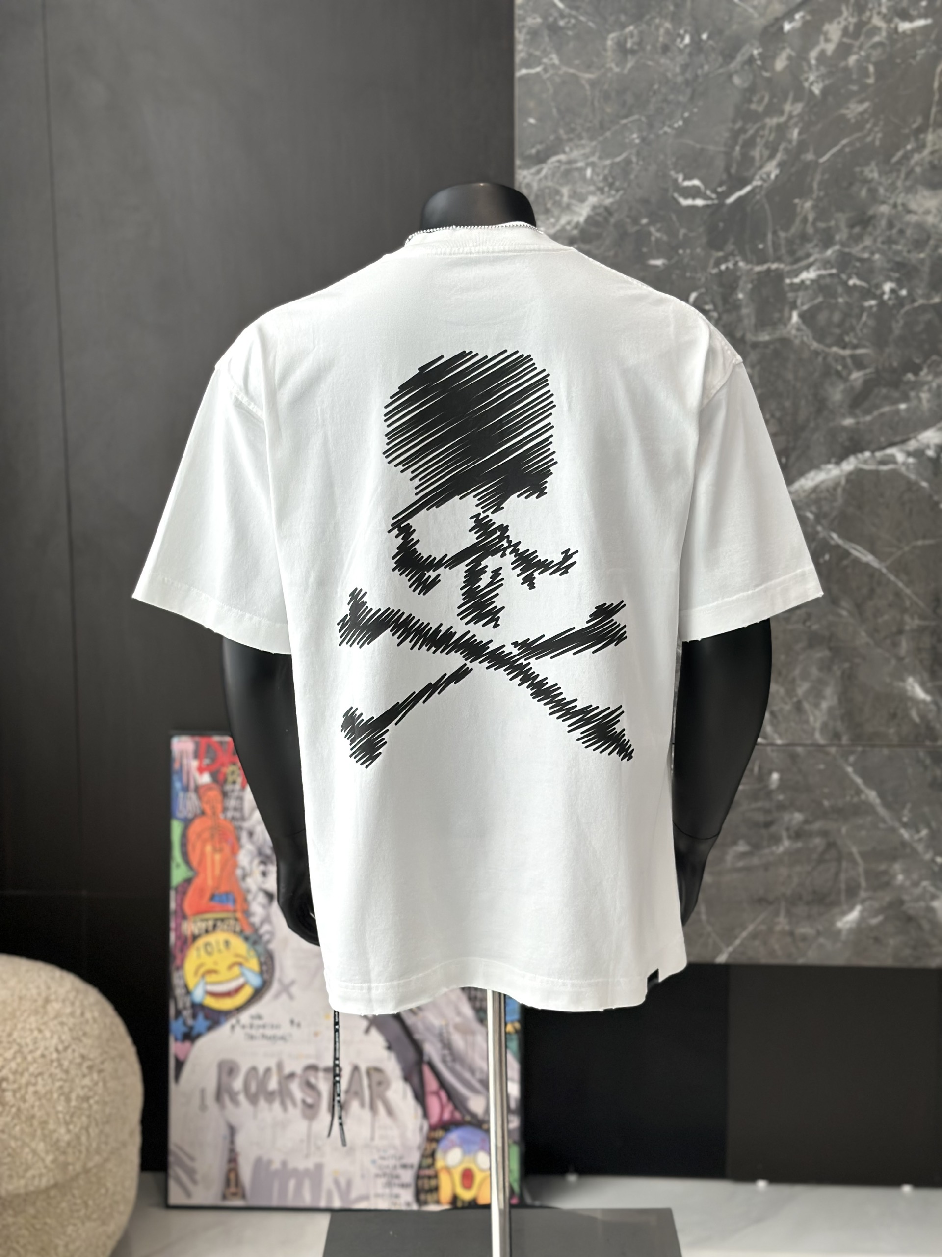Áo phông T shirt Mastermind logo ngực họa tiết đầu lâu xương chéo lưng Like Auth S-M VTN\Đen
