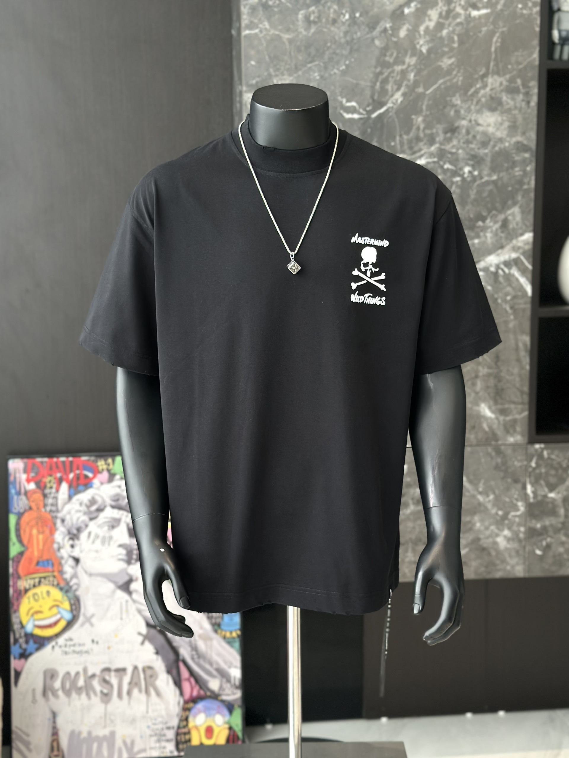 Áo phông T shirt Mastermind họa tiết đầu lâu xương chéo trước sau Like Auth S-M VTN\Đen