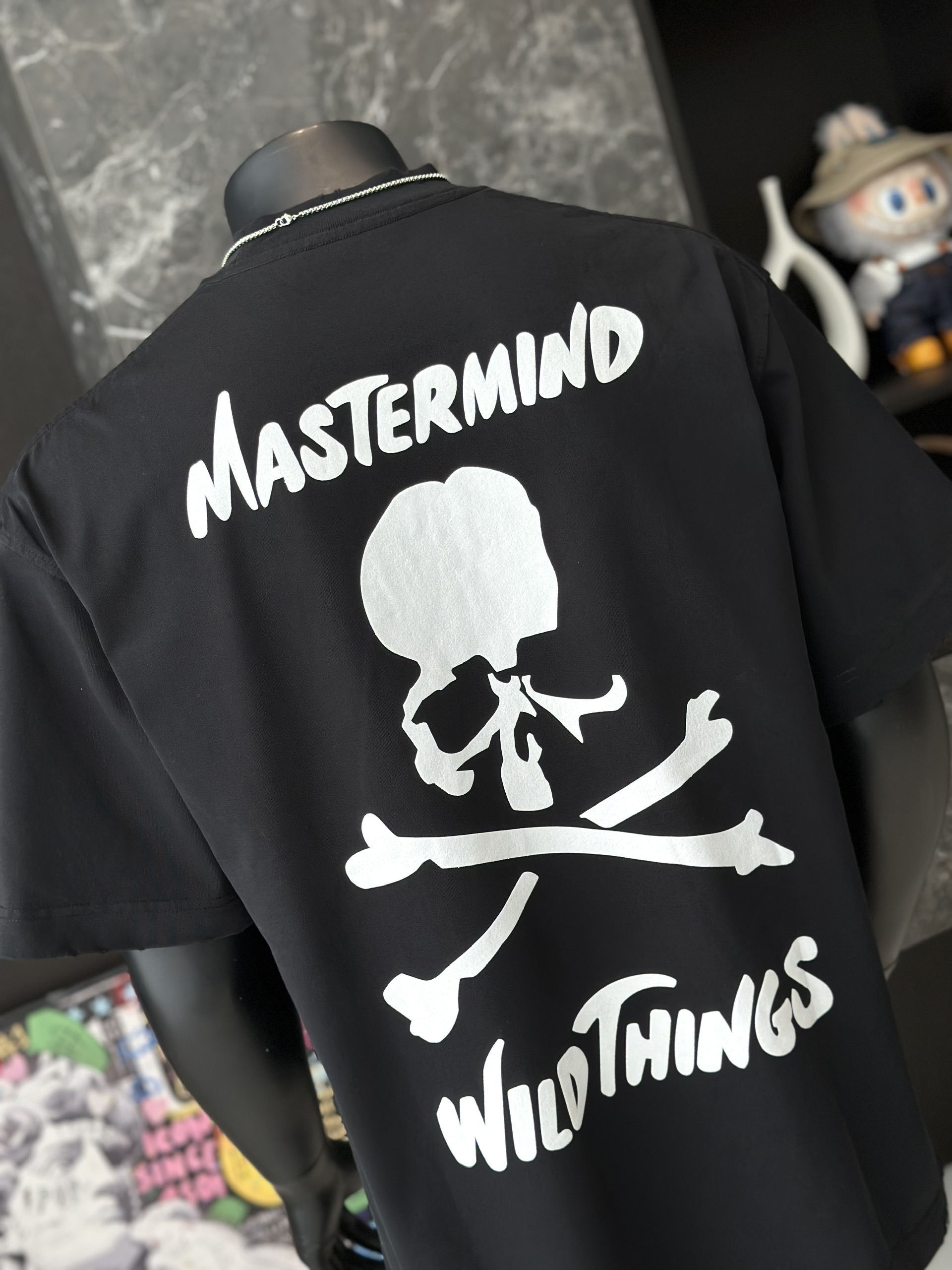 Áo phông T shirt Mastermind họa tiết đầu lâu xương chéo trước sau Like Auth S-M VTN\Đen