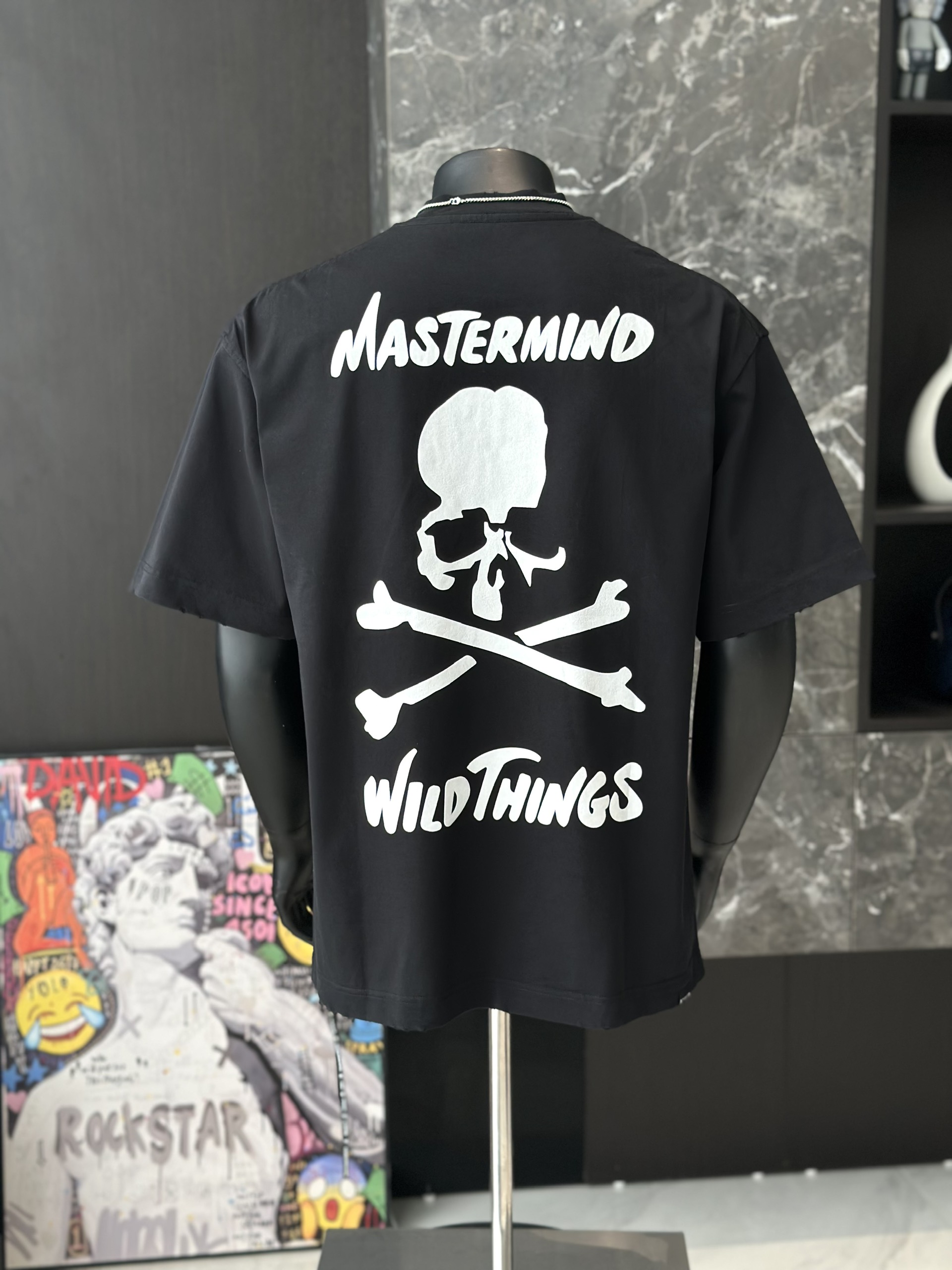 Áo phông T shirt Mastermind họa tiết đầu lâu xương chéo trước sau Like Auth S-M VTN\Đen