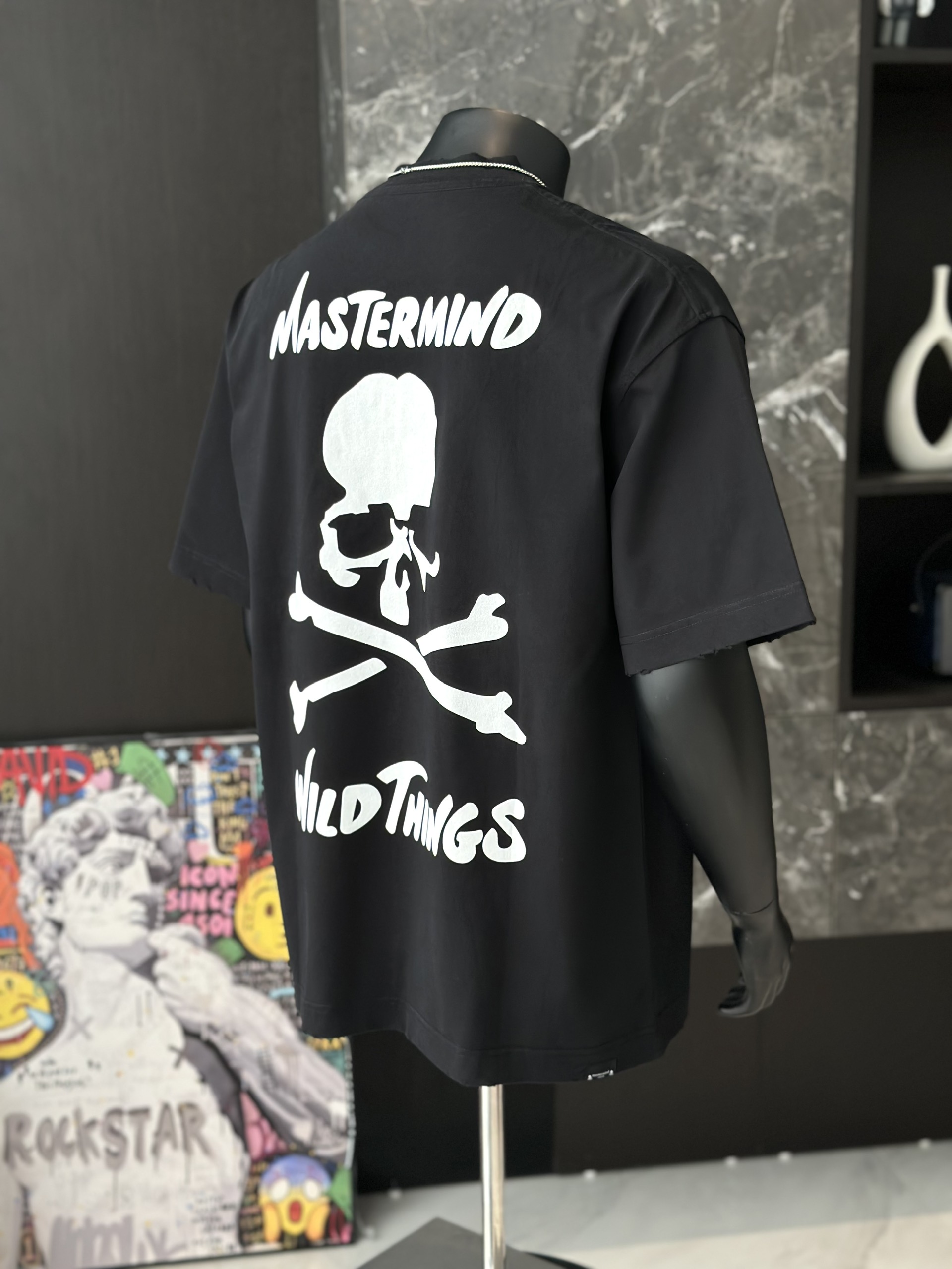 Áo phông T shirt Mastermind họa tiết đầu lâu xương chéo trước sau Like Auth S-M VTN\Đen
