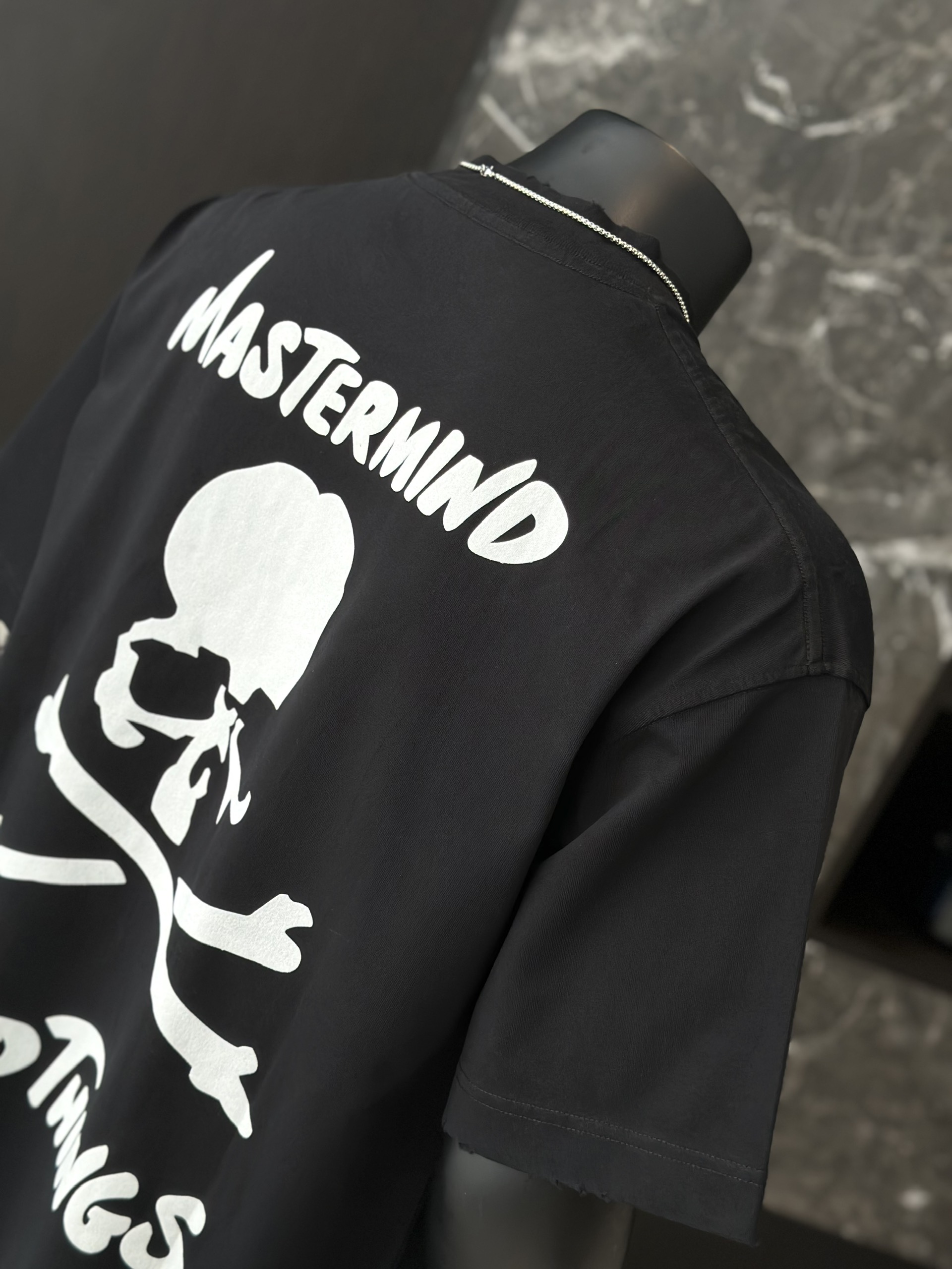 Áo phông T shirt Mastermind họa tiết đầu lâu xương chéo trước sau Like Auth S-M VTN\Đen