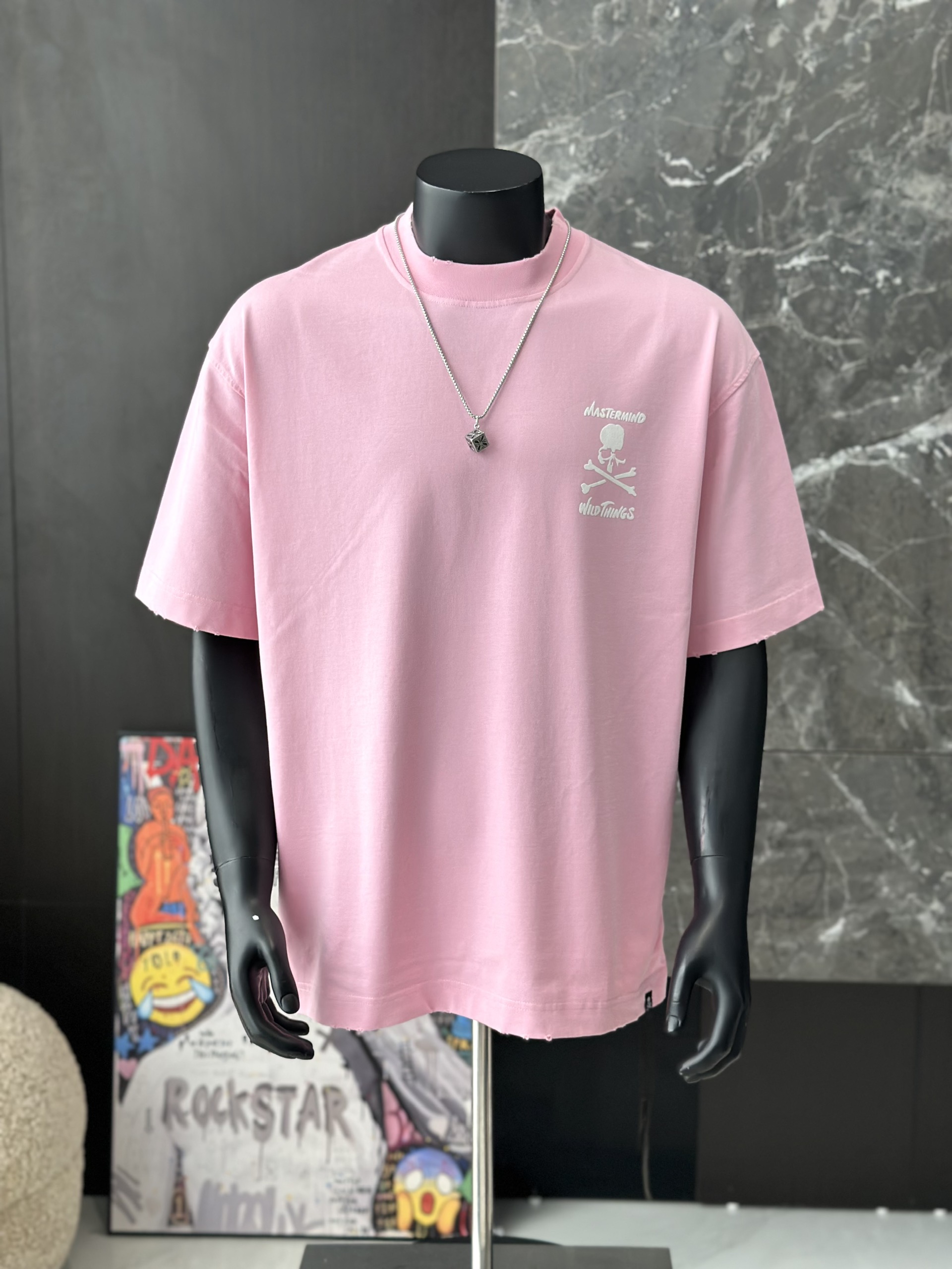 Áo phông T shirt Mastermind họa tiết đầu lâu xương chéo trước sau Like Auth S-M VTN\HỒNG