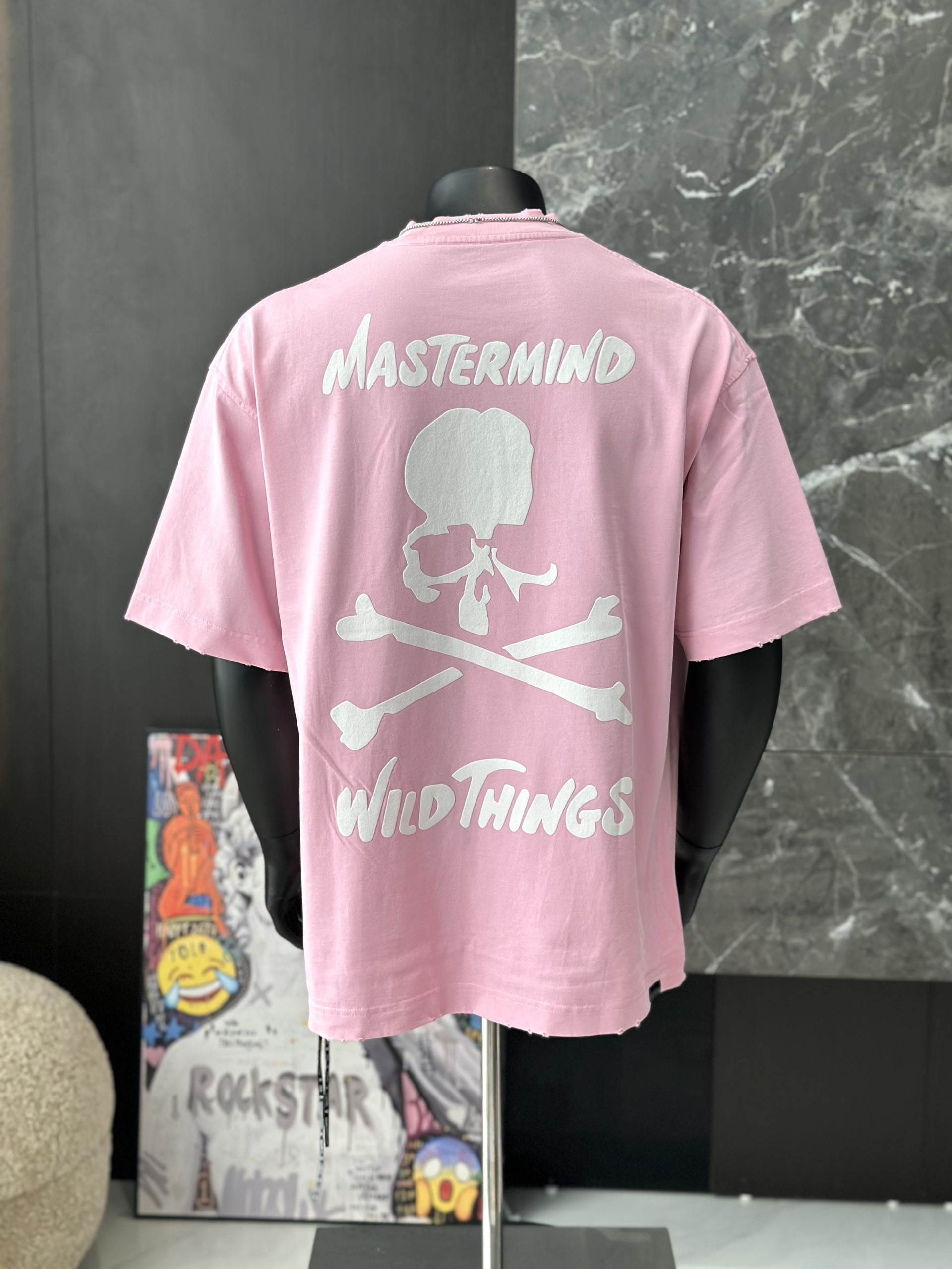 Áo phông T shirt Mastermind họa tiết đầu lâu xương chéo trước sau Like Auth S-M VTN\HỒNG
