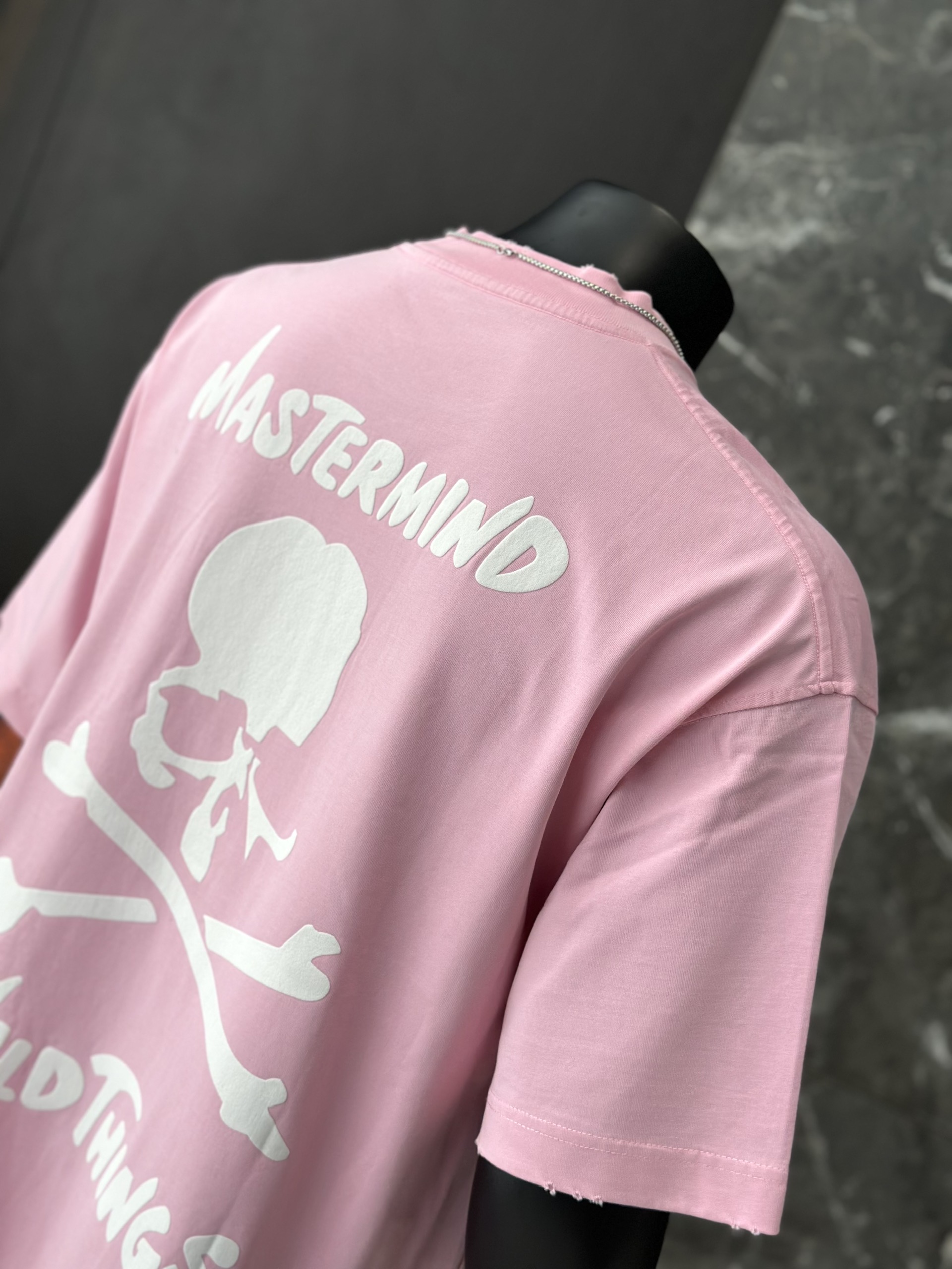 Áo phông T shirt Mastermind họa tiết đầu lâu xương chéo trước sau Like Auth S-M VTN\HỒNG