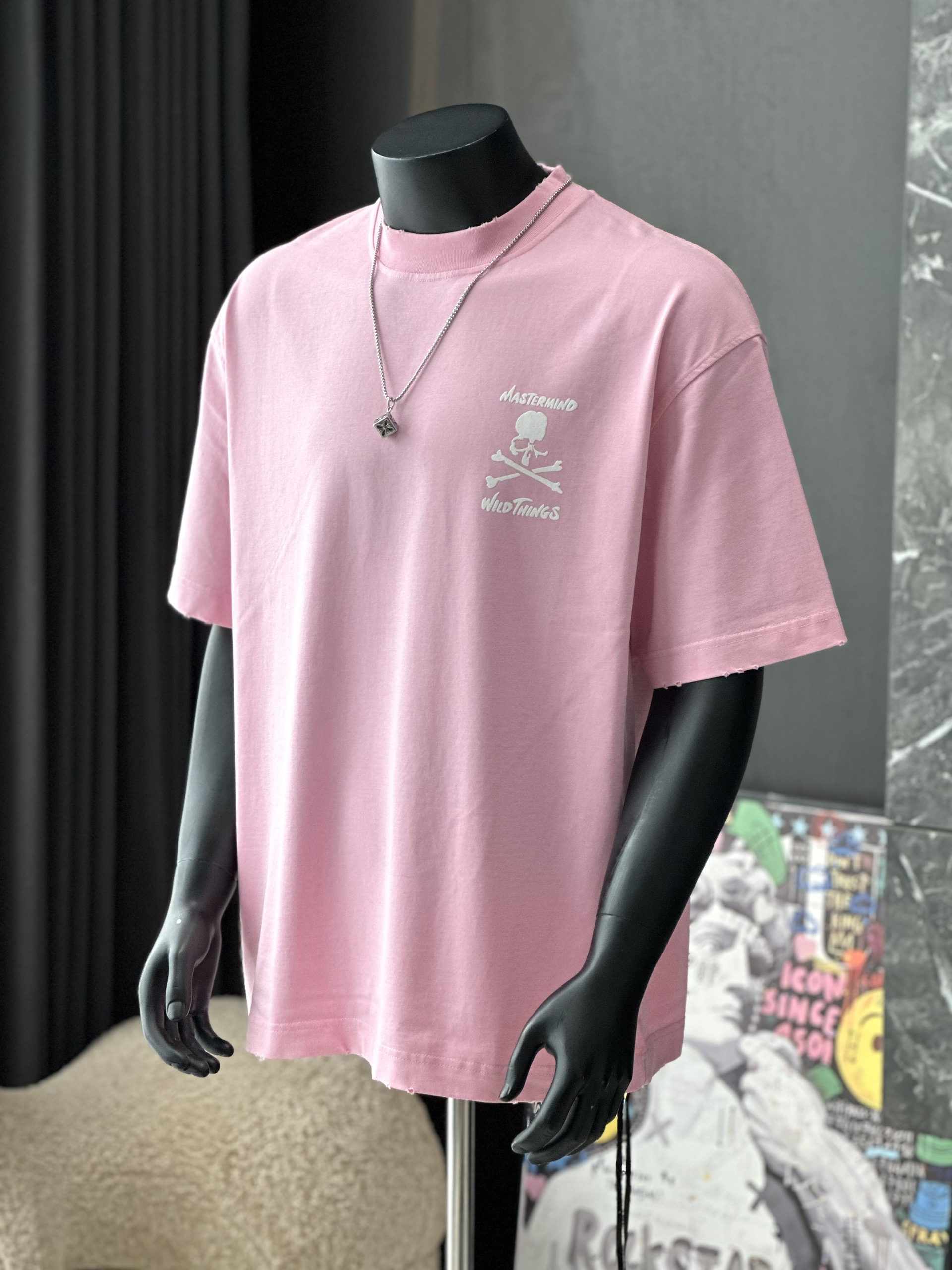 Áo phông T shirt Mastermind họa tiết đầu lâu xương chéo trước sau Like Auth S-M VTN\HỒNG