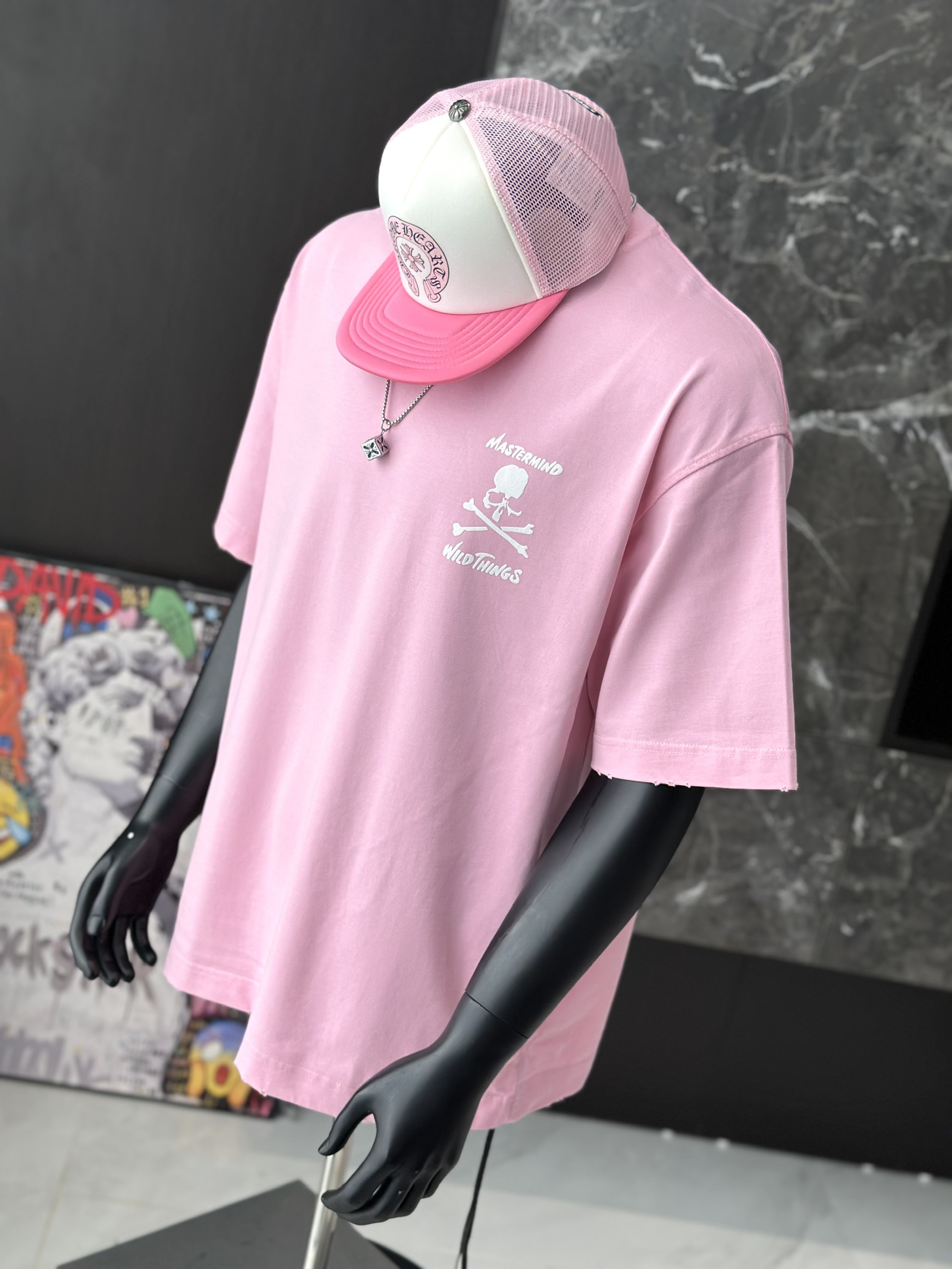 Áo phông T shirt Mastermind họa tiết đầu lâu xương chéo trước sau Like Auth S-M VTN\HỒNG