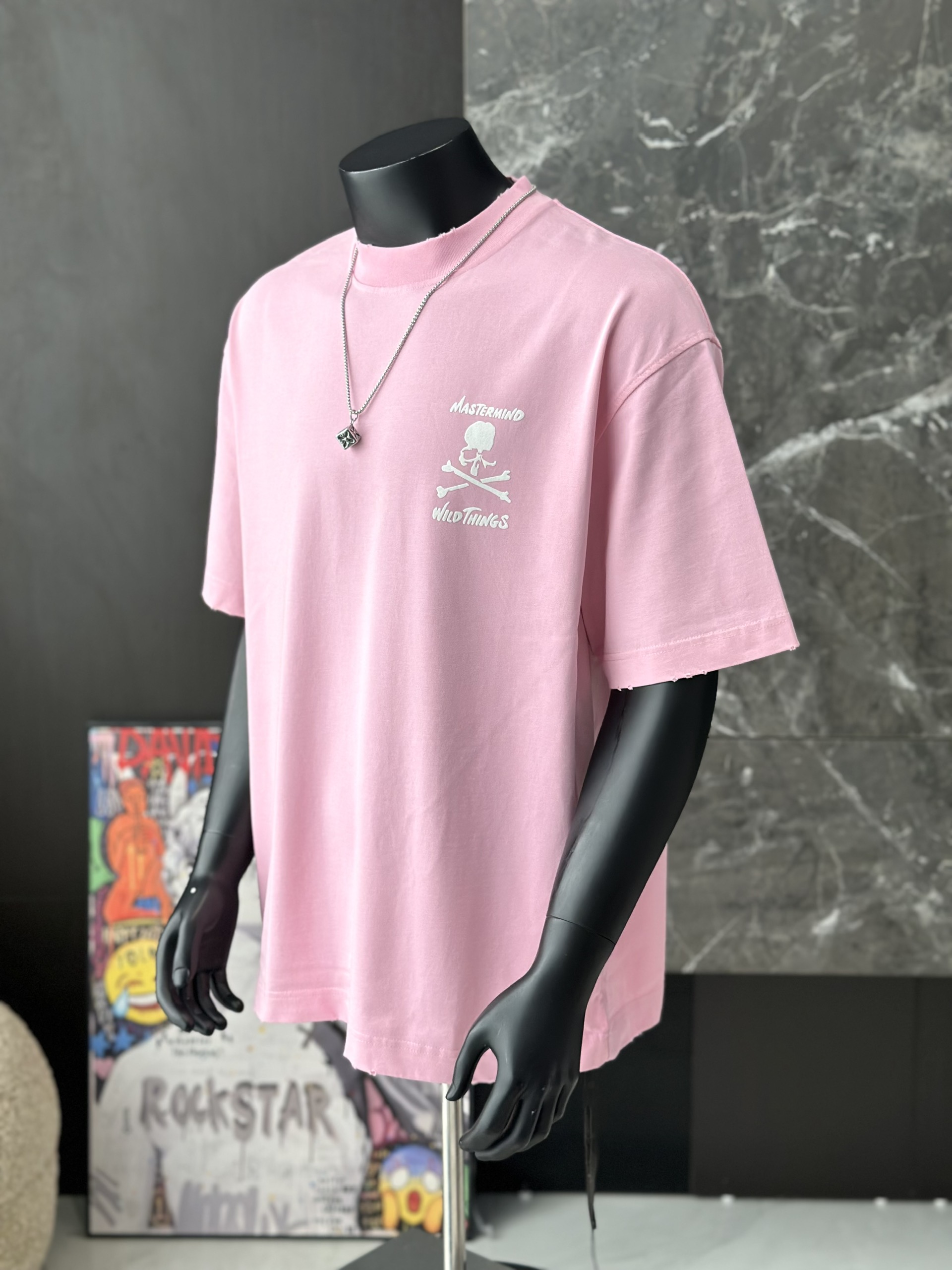 Áo phông T shirt Mastermind họa tiết đầu lâu xương chéo trước sau Like Auth S-M VTN\HỒNG