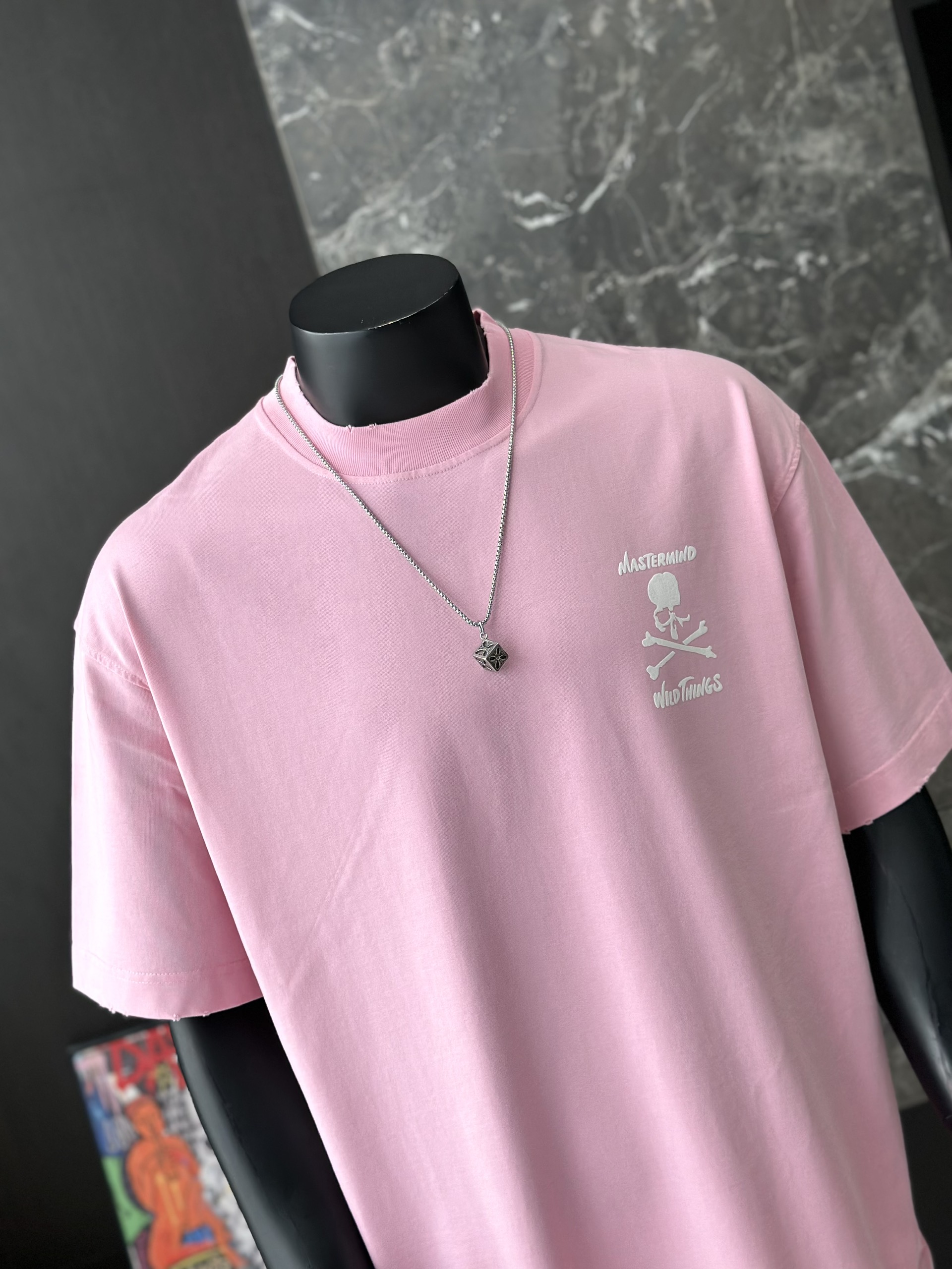 Áo phông T shirt Mastermind họa tiết đầu lâu xương chéo trước sau Like Auth S-M VTN\HỒNG