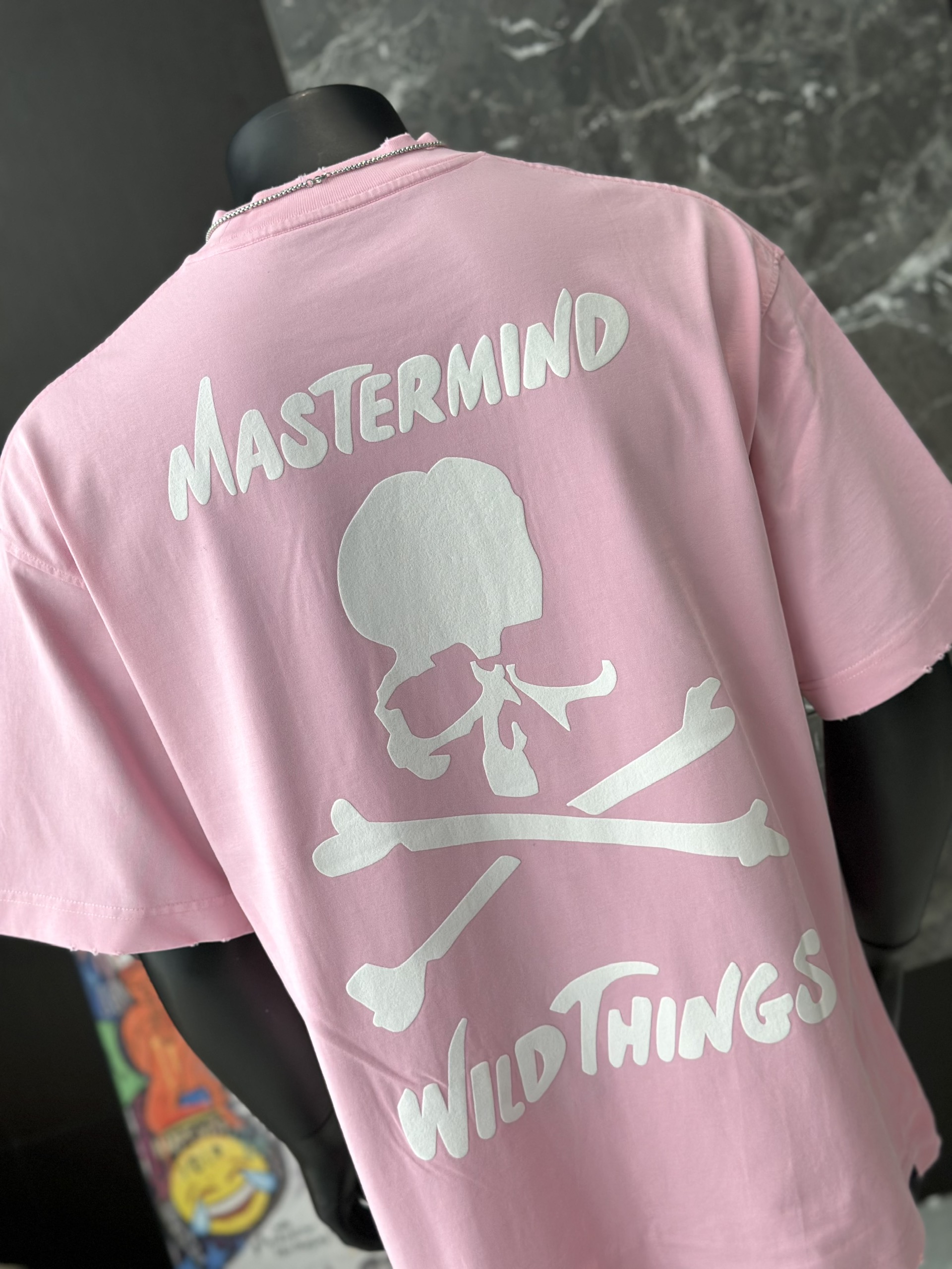 Áo phông T shirt Mastermind họa tiết đầu lâu xương chéo trước sau Like Auth S-M VTN\HỒNG