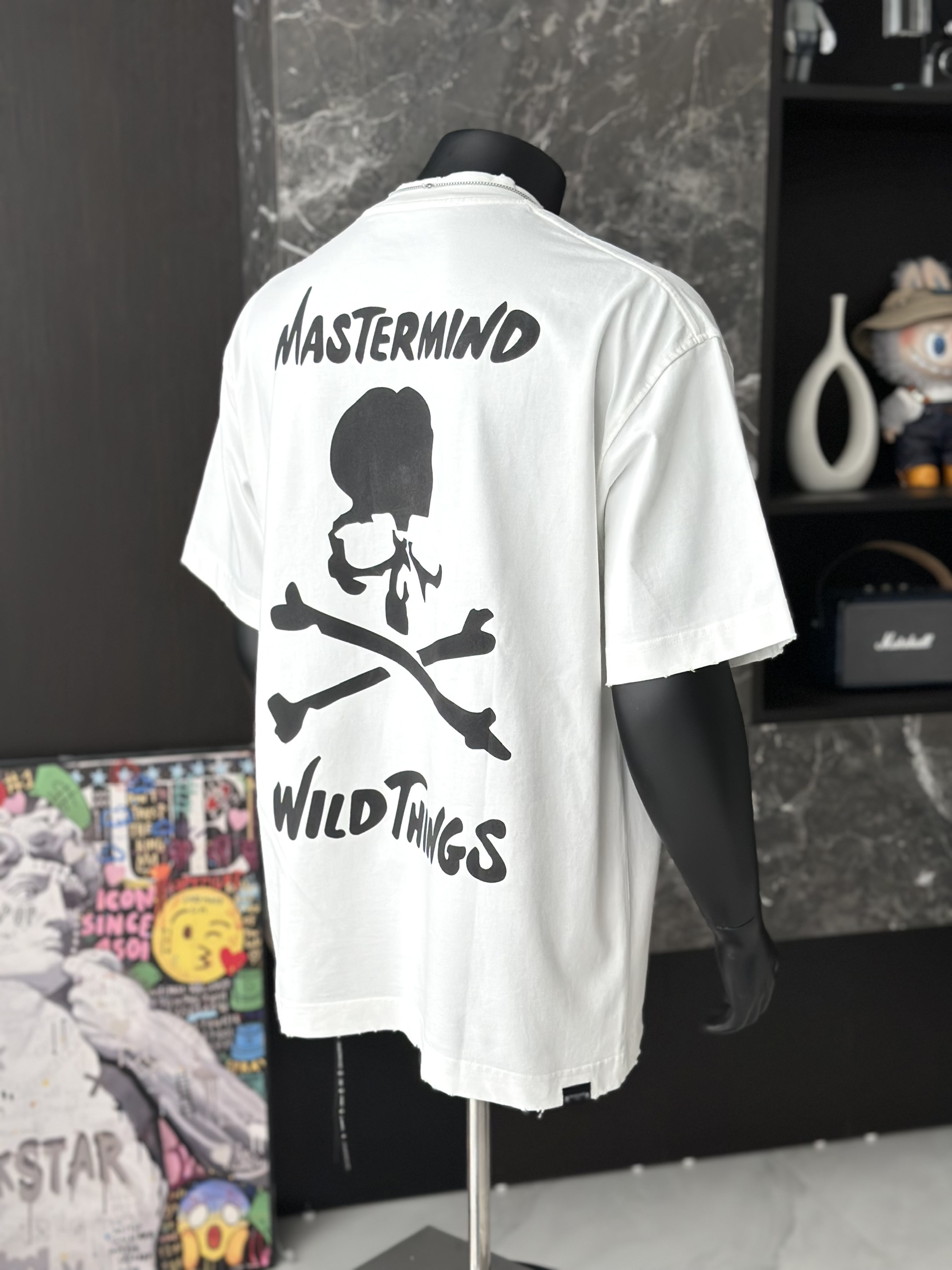 Áo phông T shirt Mastermind họa tiết đầu lâu xương chéo trước sau Like Auth S-M VTN/TRẮNG
