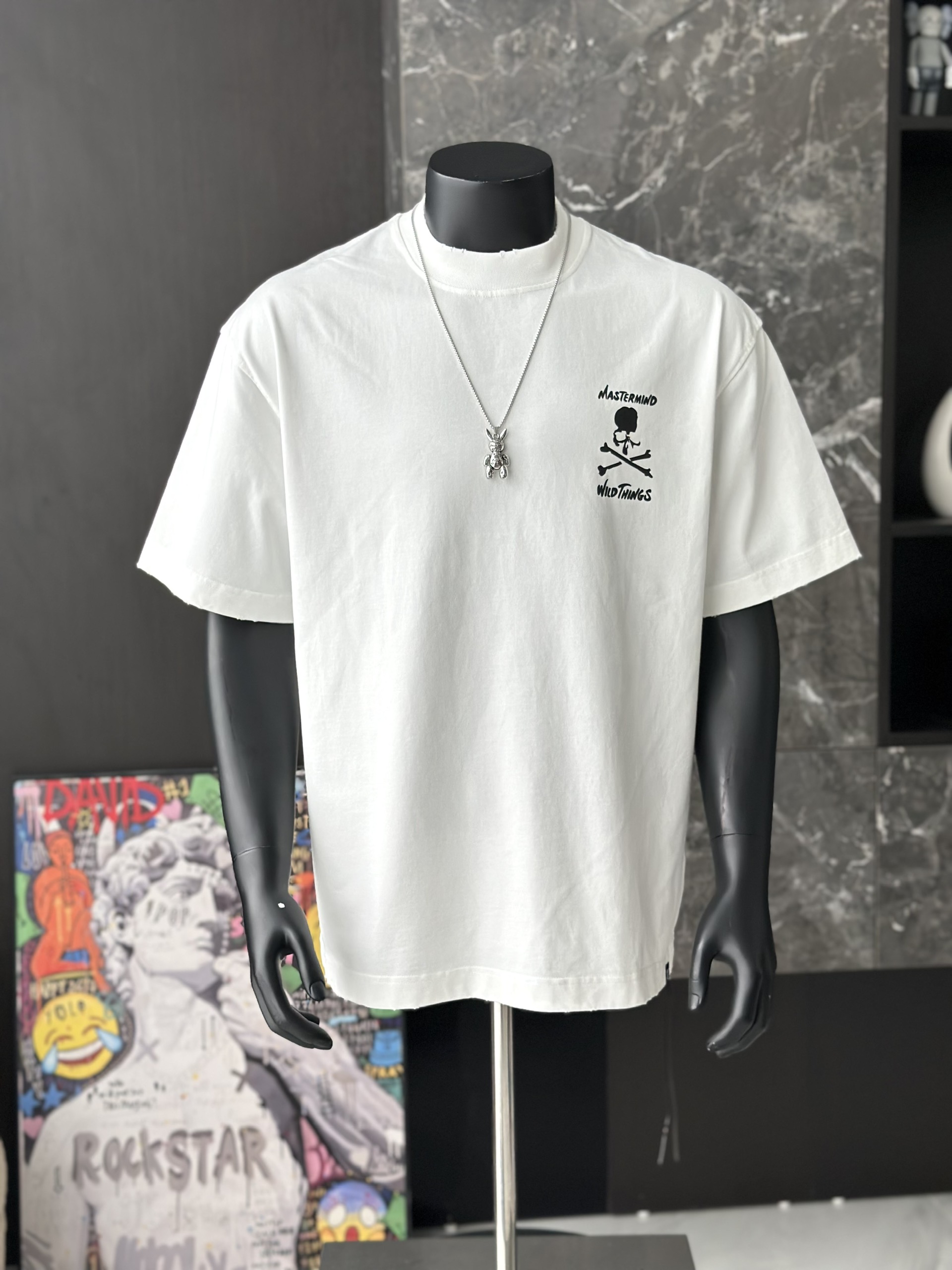 Áo phông T shirt Mastermind họa tiết đầu lâu xương chéo trước sau Like Auth S-M VTN/TRẮNG