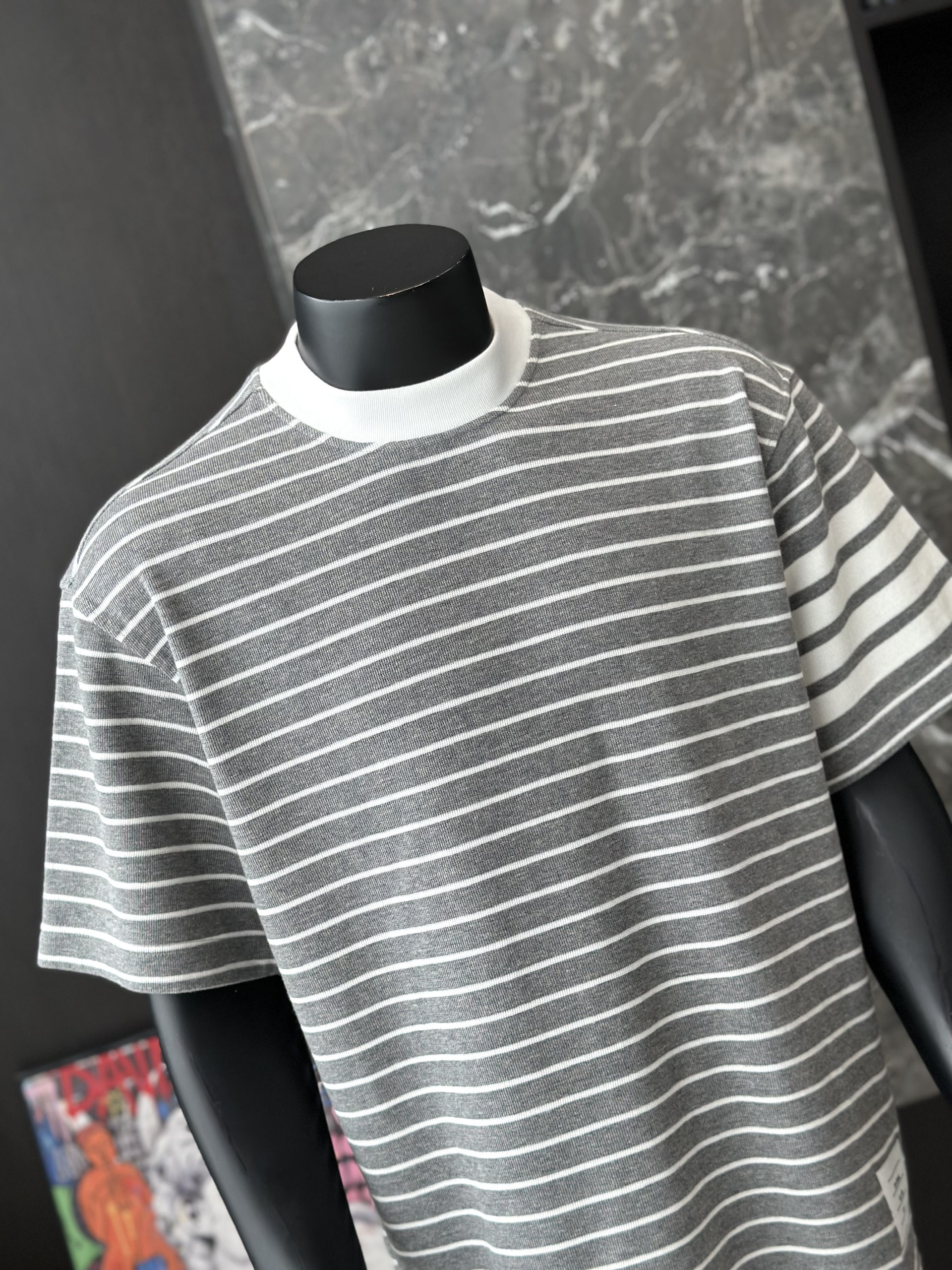 Áo phông T shirt Caras Xám kẻ ngang form to Like AUth S-M VTN