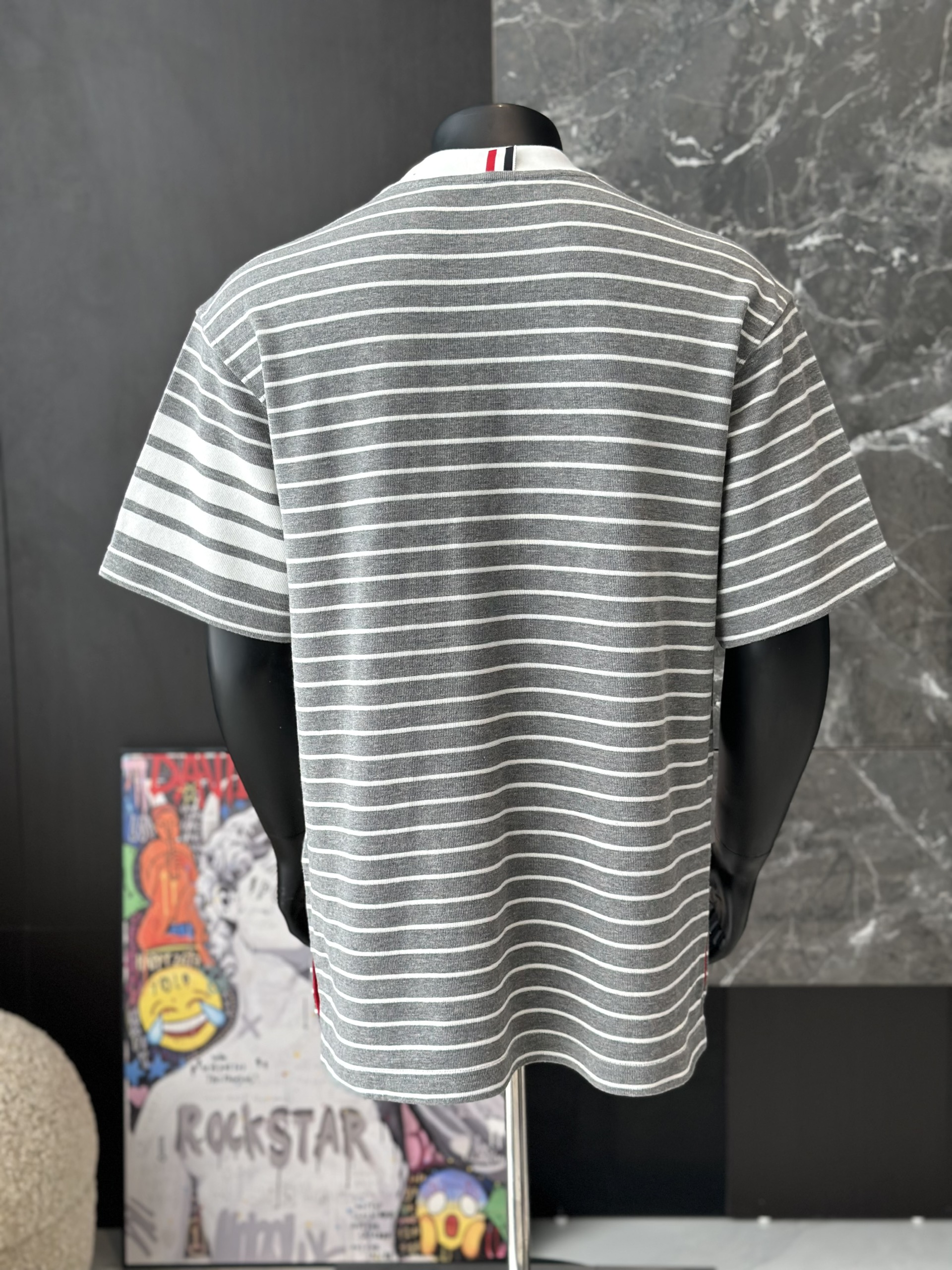 Áo phông T shirt Caras Xám kẻ ngang form to Like AUth S-M VTN