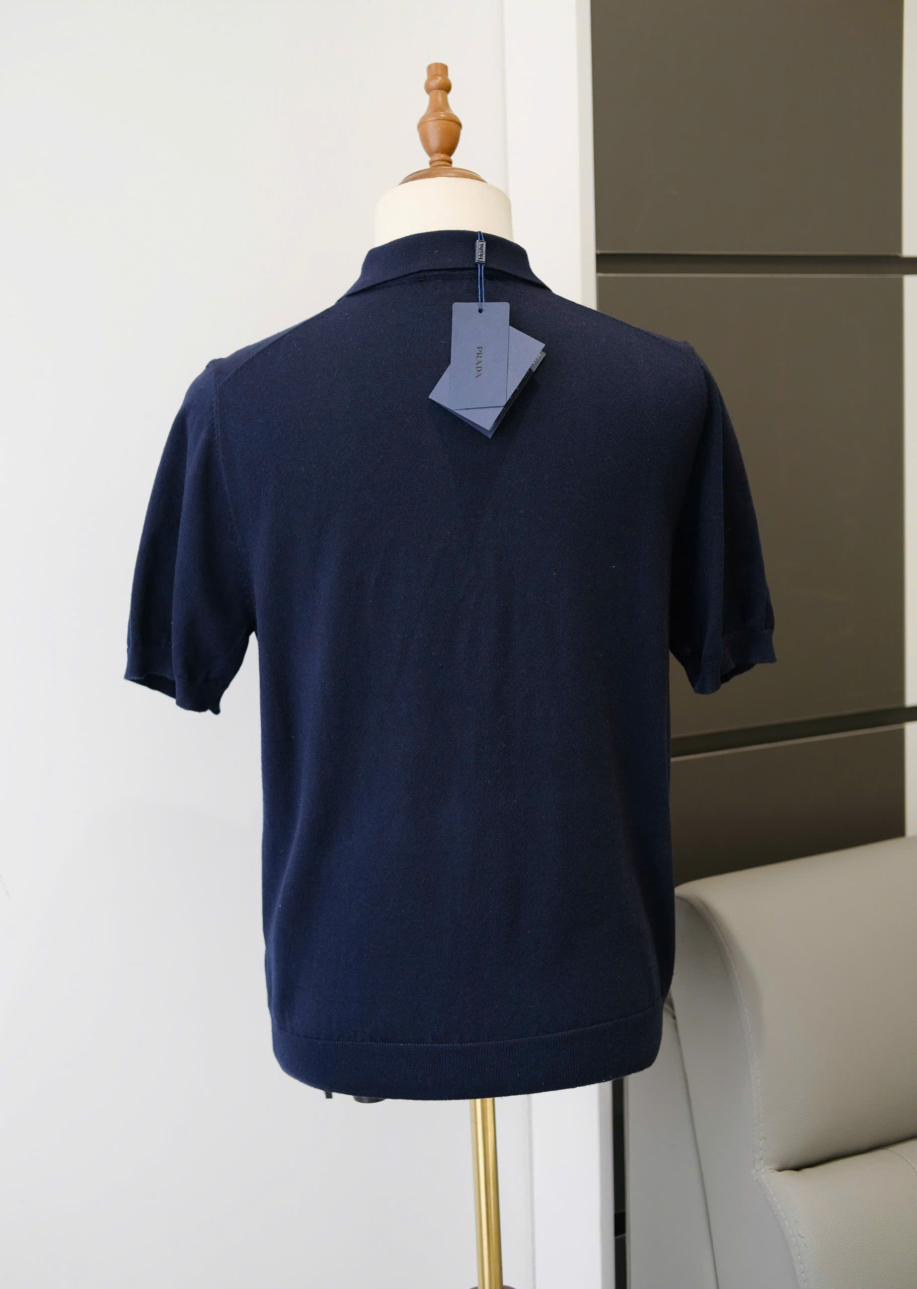 Áo polo Prada logo thêu ngực Like Auth S-L DDT\Xanh than