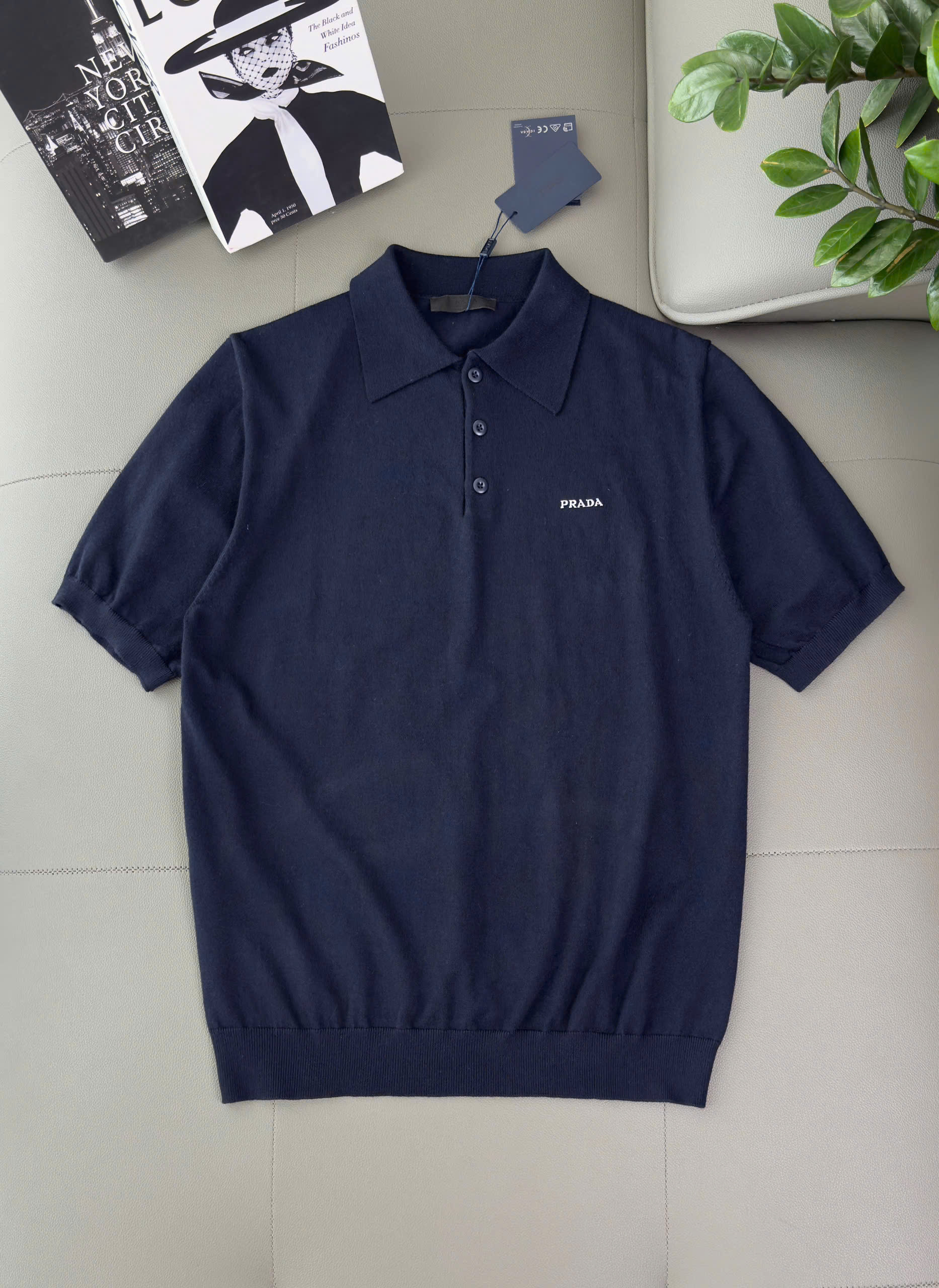 Áo polo Prada logo thêu ngực Like Auth S-L DDT\Xanh than