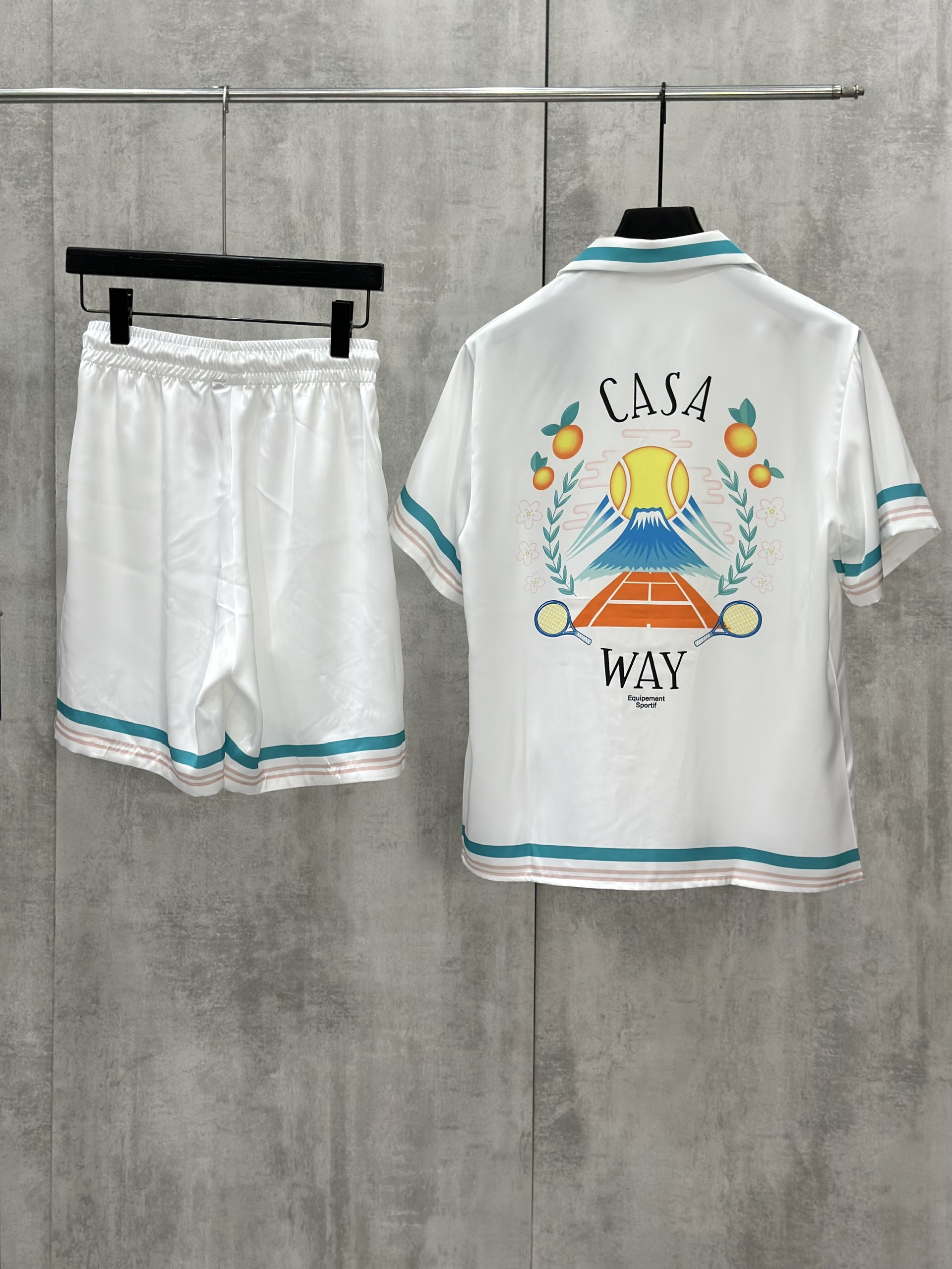 Set bộ lụa hè TANYA Casablanca họa tiết Tennis Trắng Like Auth M-XL VTN