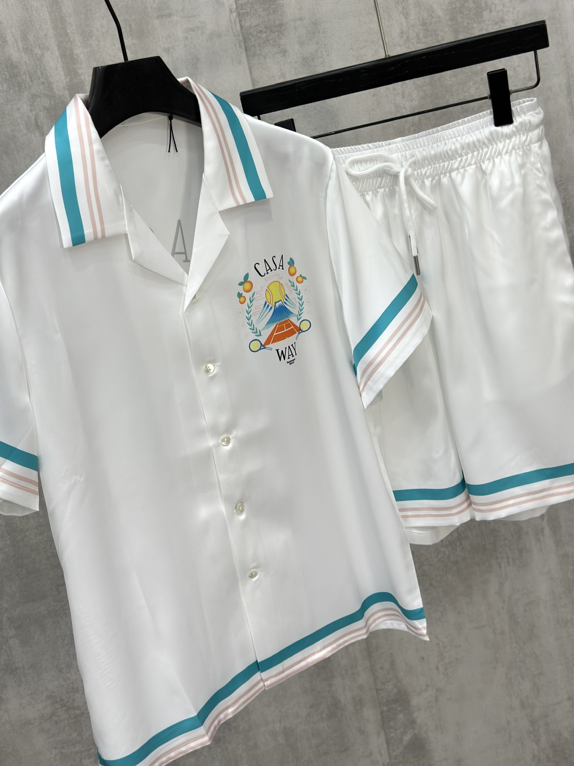 Set bộ lụa hè TANYA Casablanca họa tiết Tennis Trắng Like Auth M-XL VTN