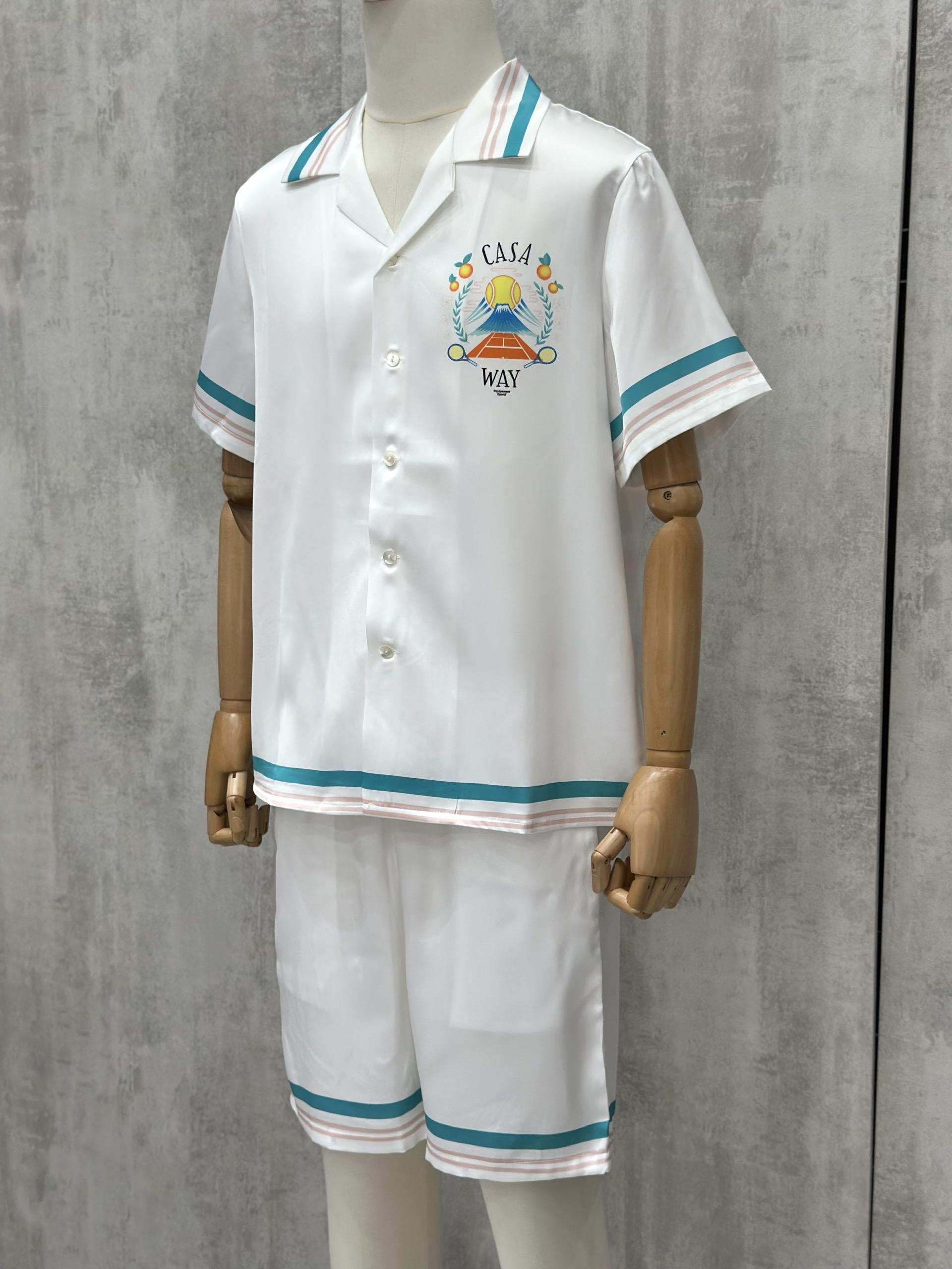 Set bộ lụa hè TANYA Casablanca họa tiết Tennis Trắng Like Auth M-XL VTN