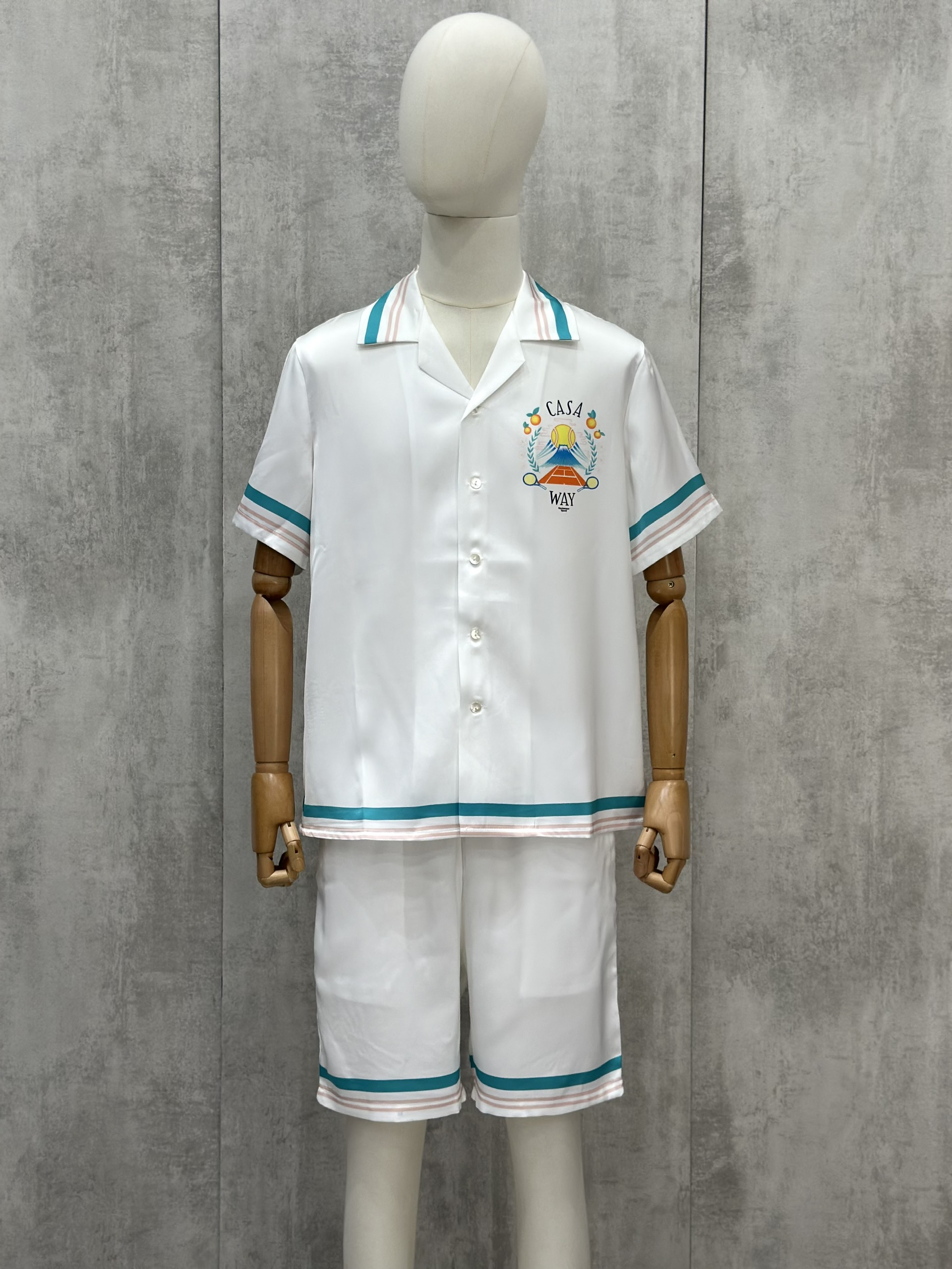 Set bộ lụa hè TANYA Casablanca họa tiết Tennis Trắng Like Auth M-XL VTN