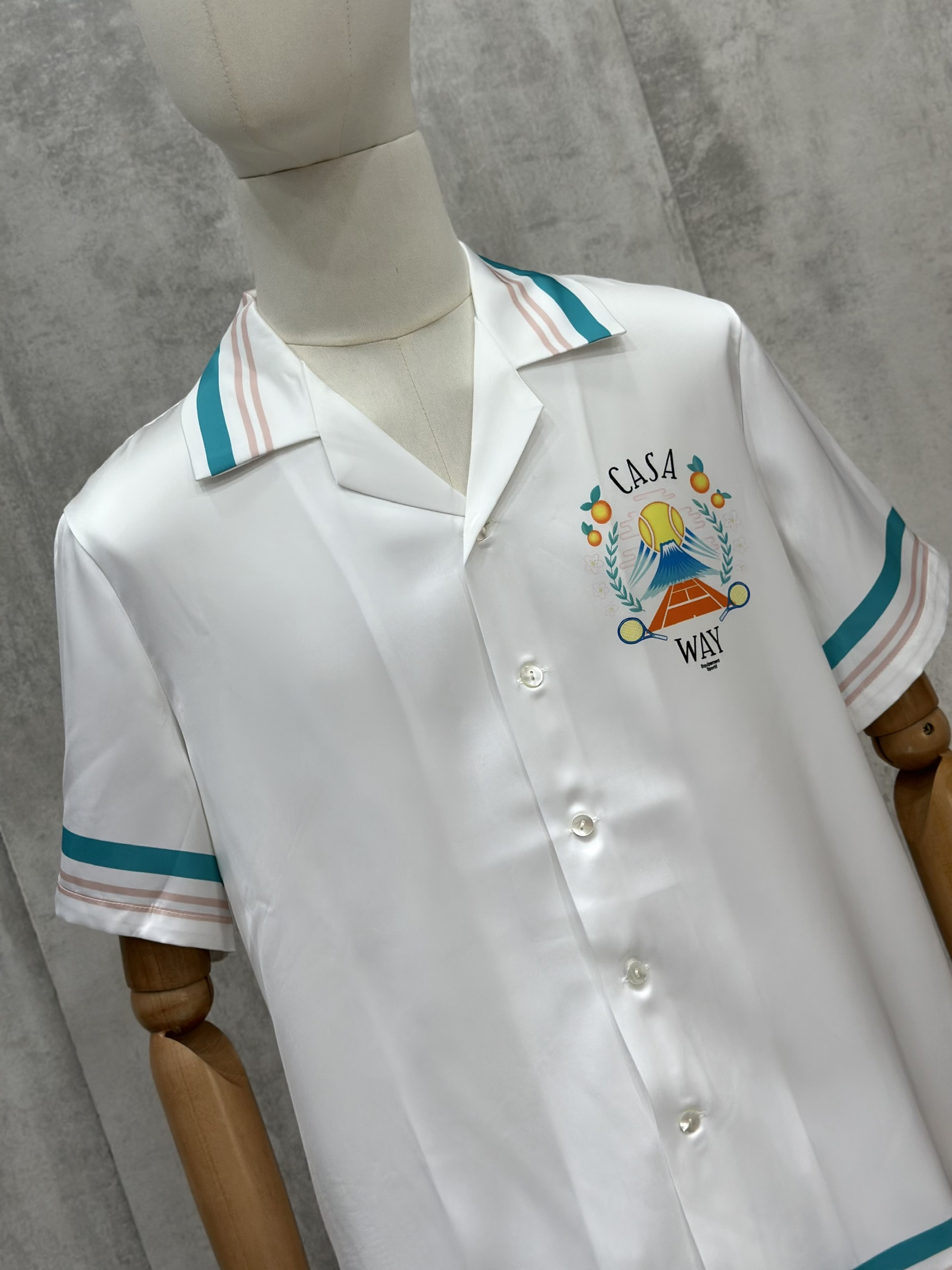 Set bộ lụa hè TANYA Casablanca họa tiết Tennis Trắng Like Auth M-XL VTN