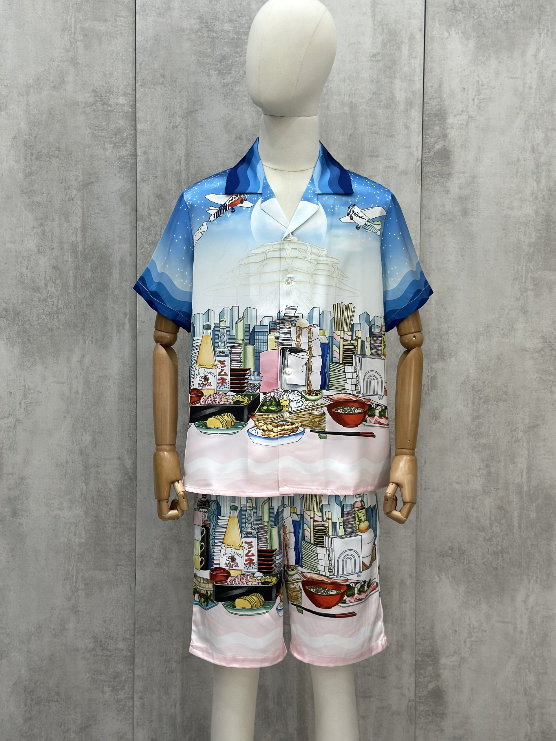 Set bộ lụa hè TANYA Casablanca họa tiết quán ăn Nhật Bản Like Auth M-XL VTN