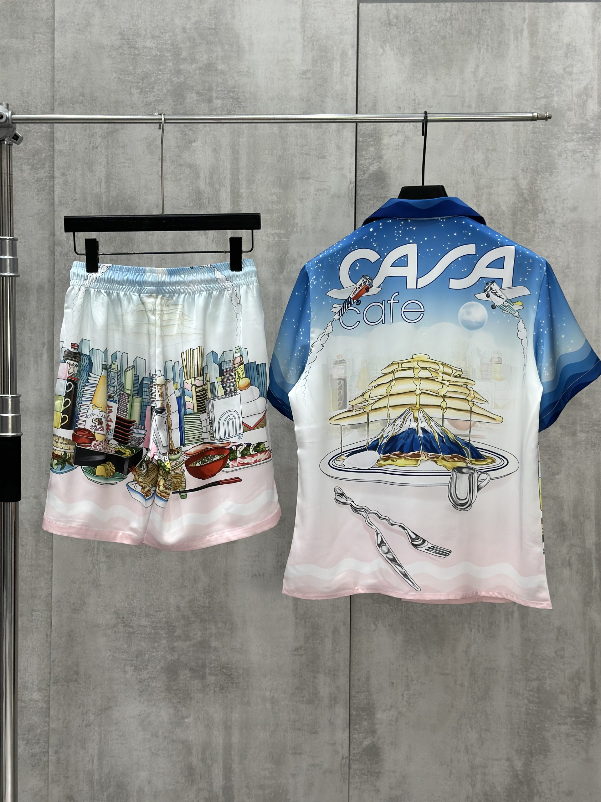Set bộ lụa hè TANYA Casablanca họa tiết quán ăn Nhật Bản Like Auth M-XL VTN