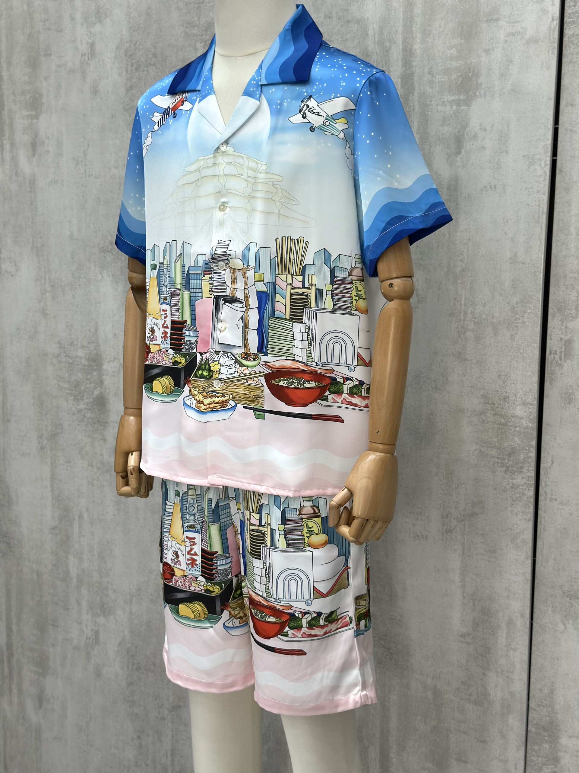 Set bộ lụa hè TANYA Casablanca họa tiết quán ăn Nhật Bản Like Auth M-XL VTN