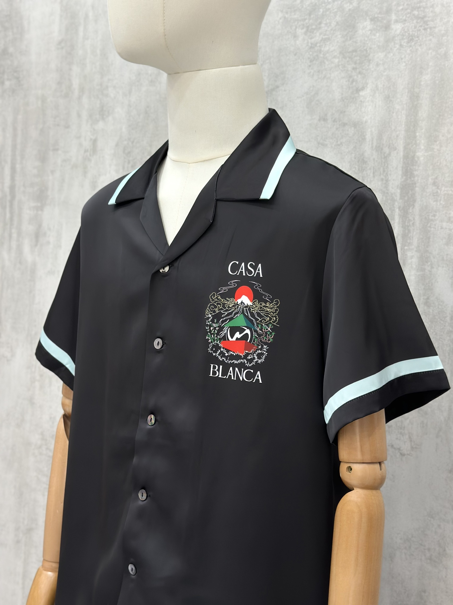 Set bộ lụa hè TANYA Casablanca họa tiết núi Phú Sỹ Đen Like Auth M-XL VTN