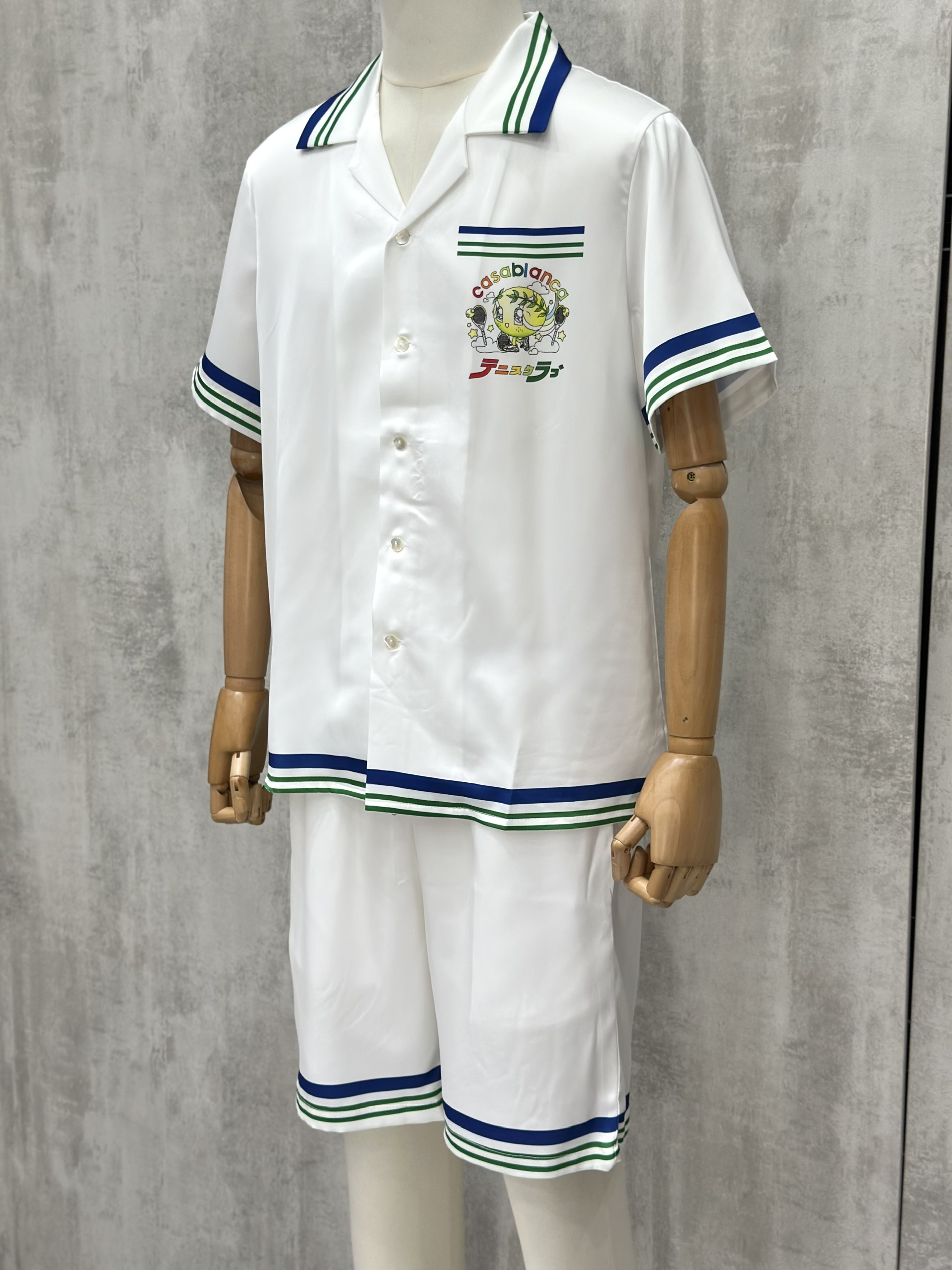 Set bộ lụa hè TANYA Casablanca họa tiết Baby Tennis Trắng Like Auth M-XL VTN