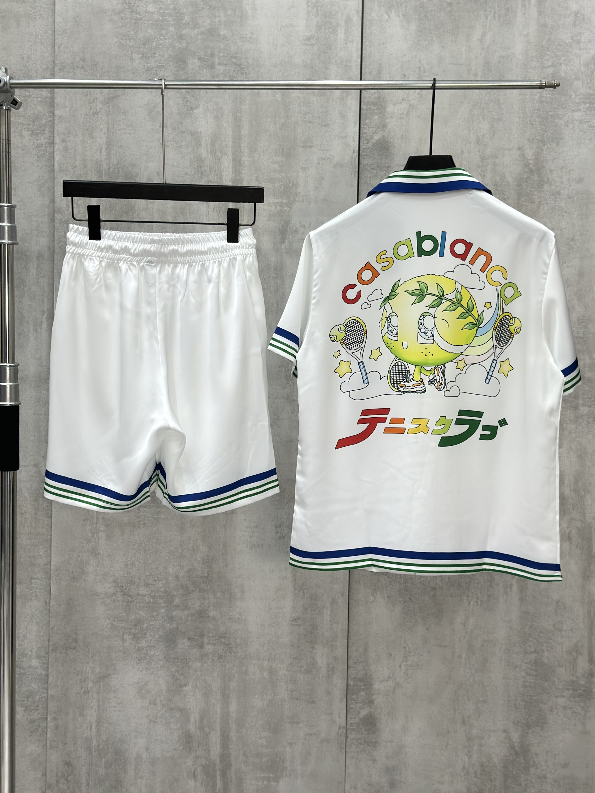 Set bộ lụa hè TANYA Casablanca họa tiết Baby Tennis Trắng Like Auth M-XL VTN