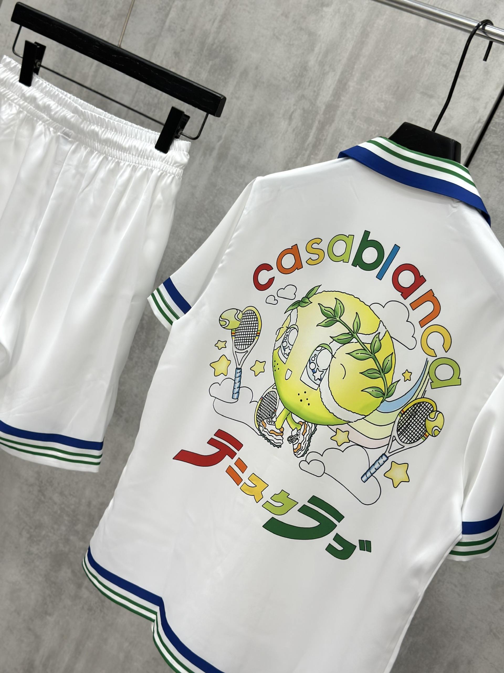 Set bộ lụa hè TANYA Casablanca họa tiết Baby Tennis Trắng Like Auth M-XL VTN